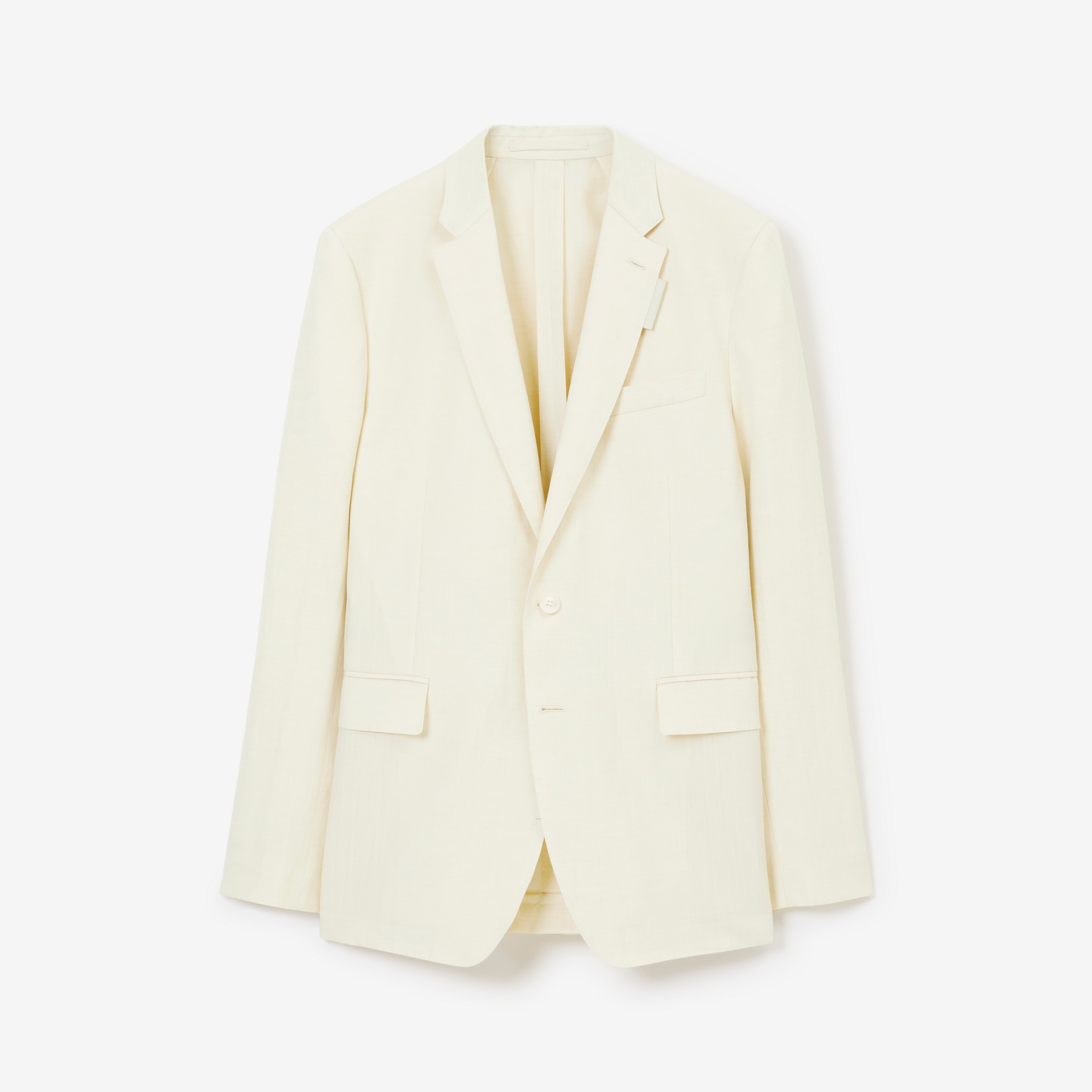 Linen Blend Slim Fit Tailored Jacket in Natural White - Men | Burberry® Official - 1