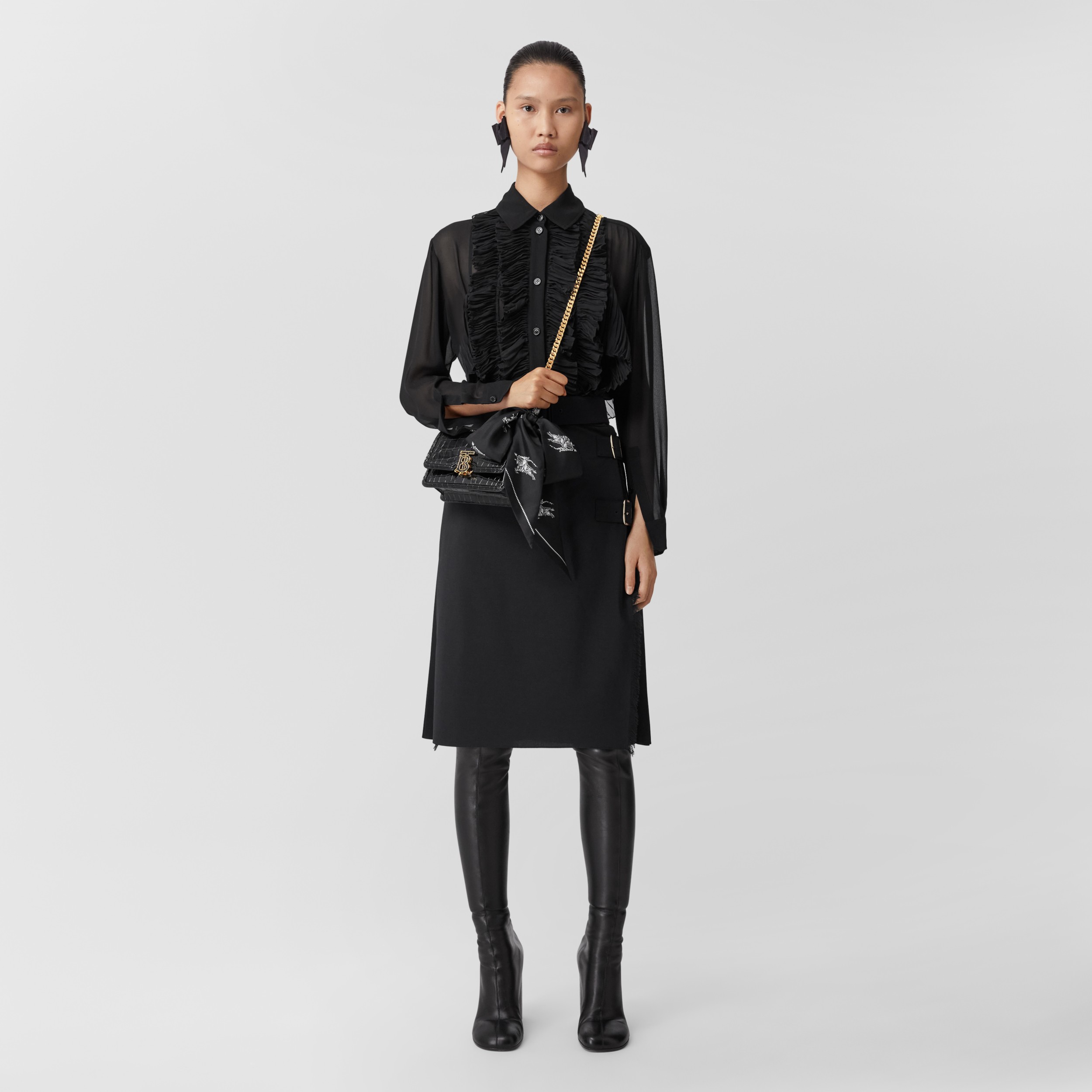 EKD Print Silk Skinny Scarf in Black Women Burberry® Official