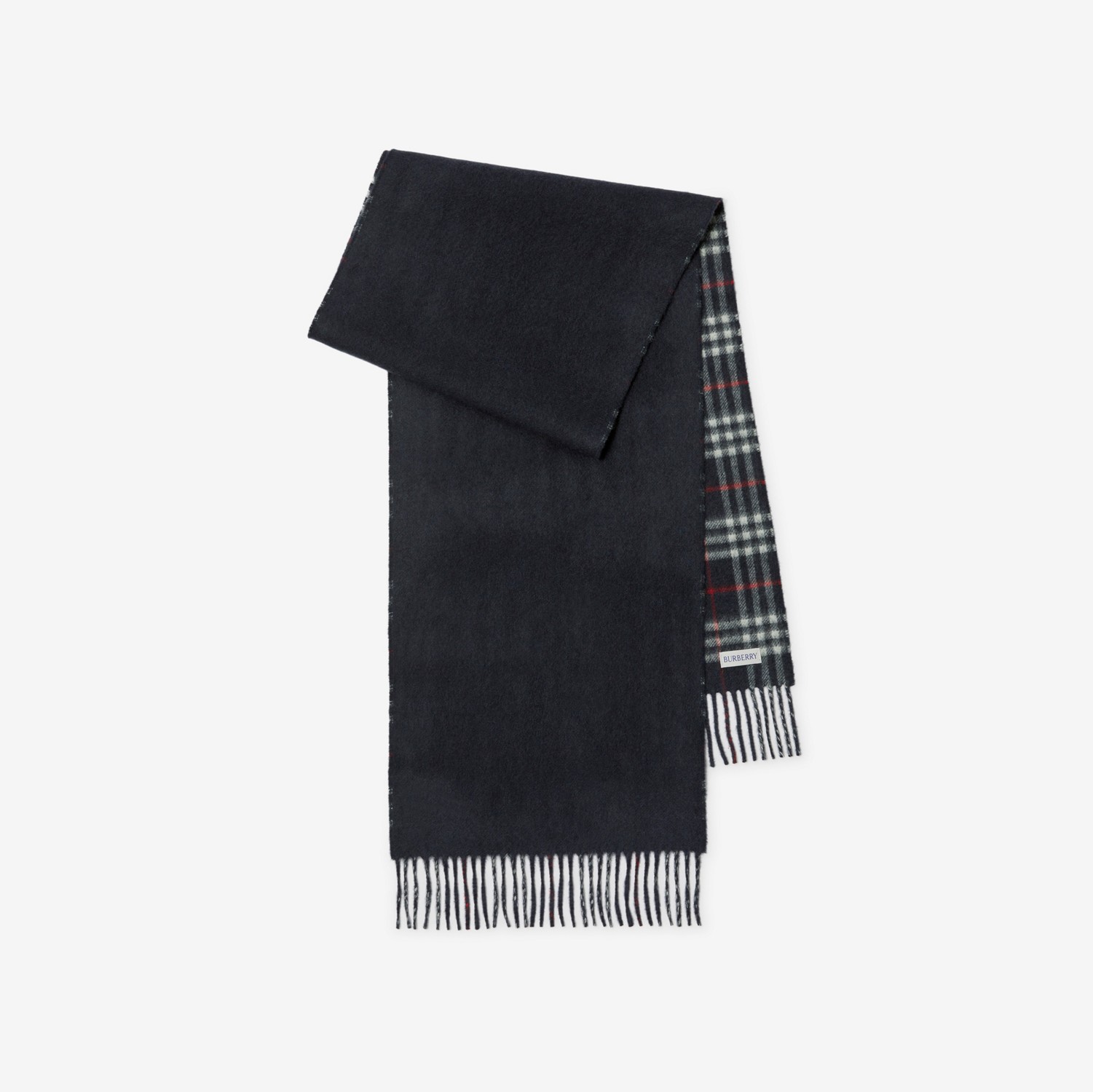 Check Cashmere Reversible Scarf in Navy | Burberry® Official