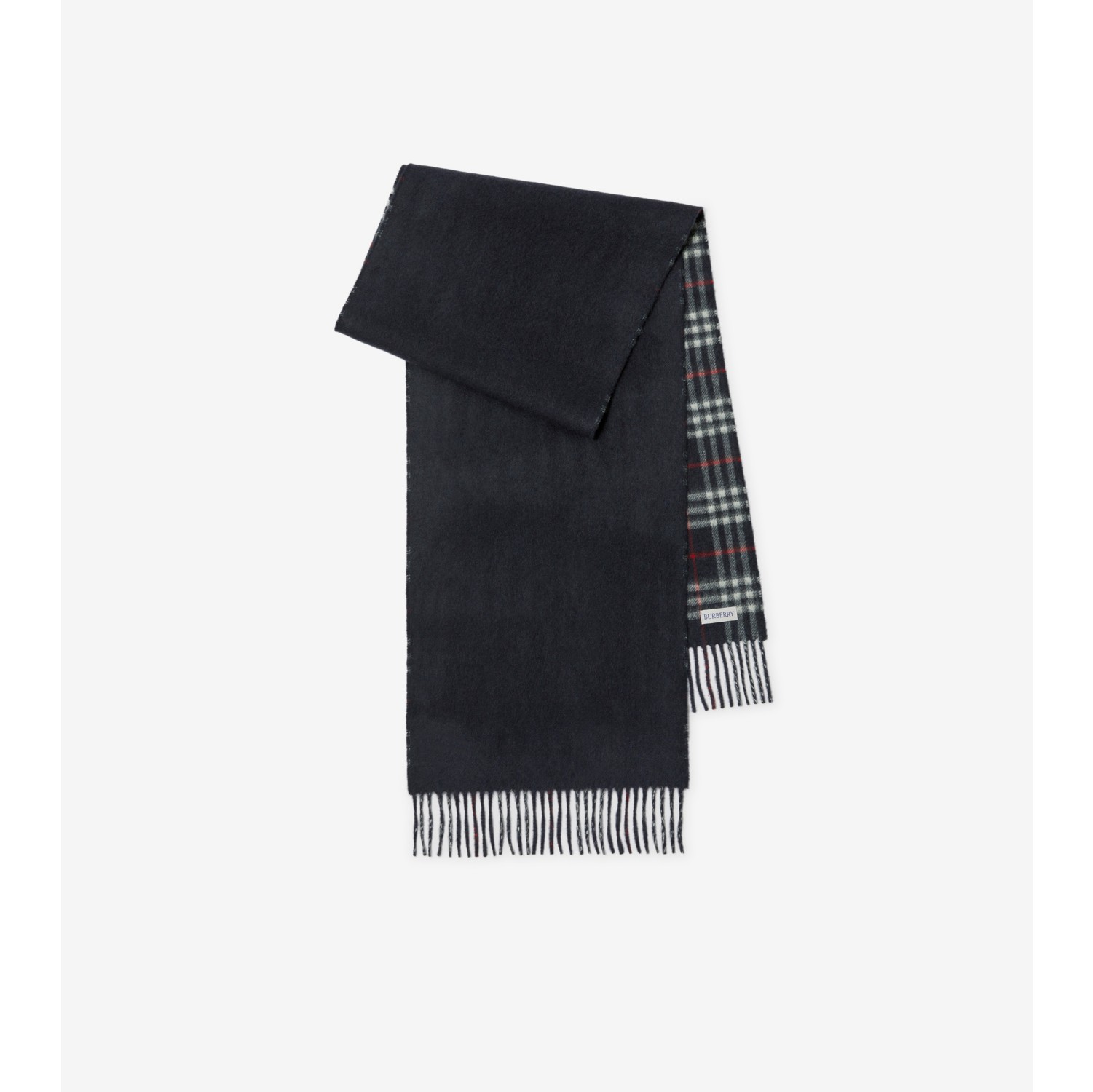 Reversible Check Cashmere Scarf in Navy | Burberry® Official