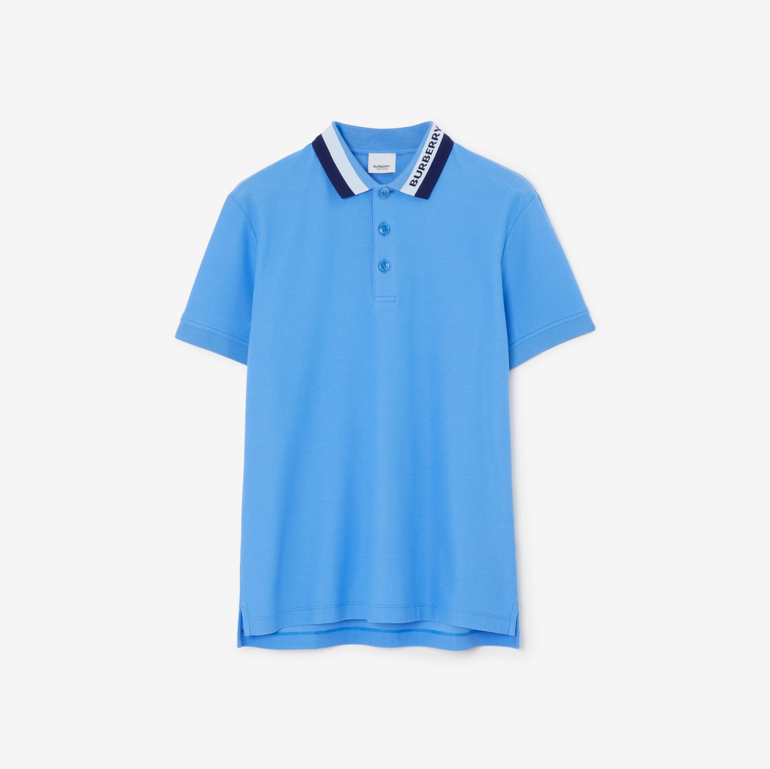Logo Detail Cotton Piqué Polo Shirt in Dusty Azure - Men | Burberry® Official