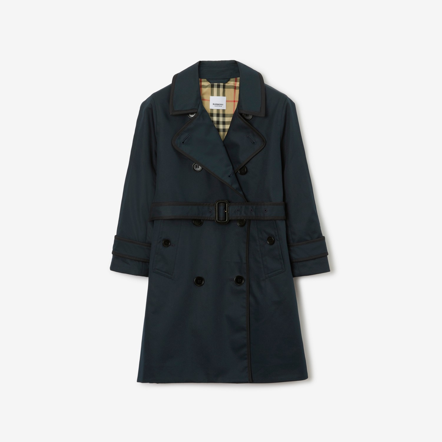 Trench coat en sarga de algodón (Negro Marino) | Burberry® oficial