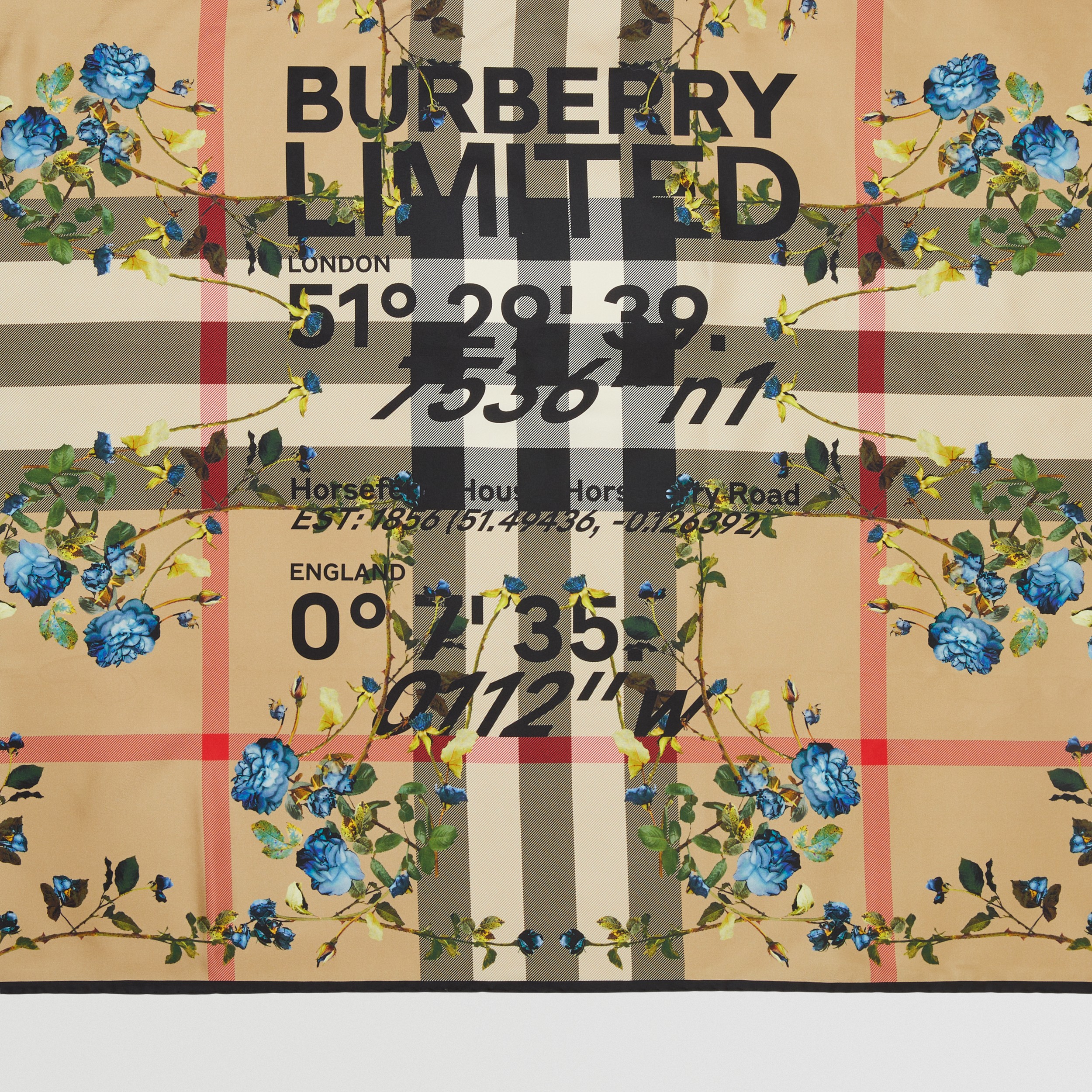 蒙太奇印花丝质方巾 (典藏米色) | Burberry® 博柏利官网 - 2
