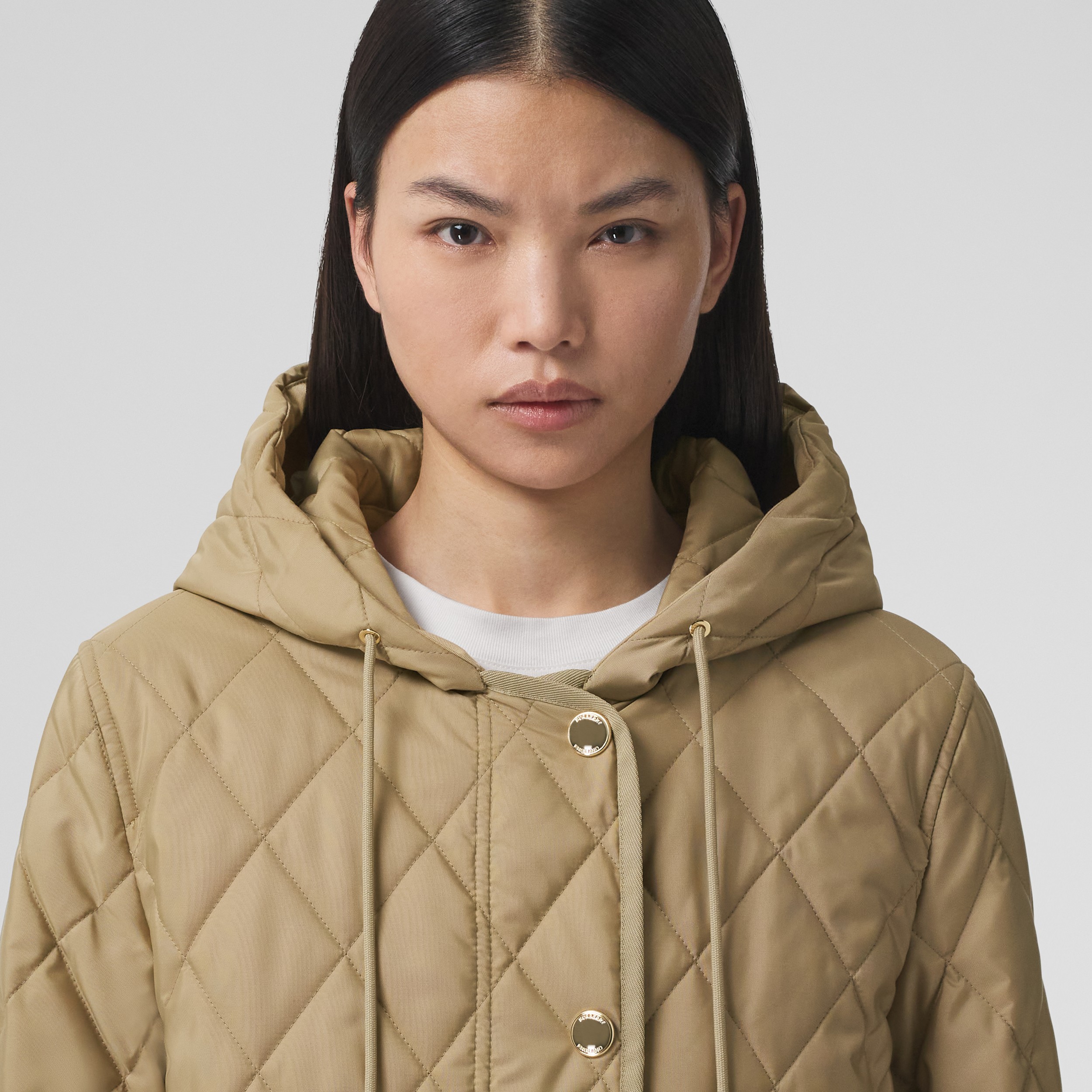 Diamond Quilted Thermoregulated Hooded Coat in Archive Beige - Women | Burberry® Official - 2