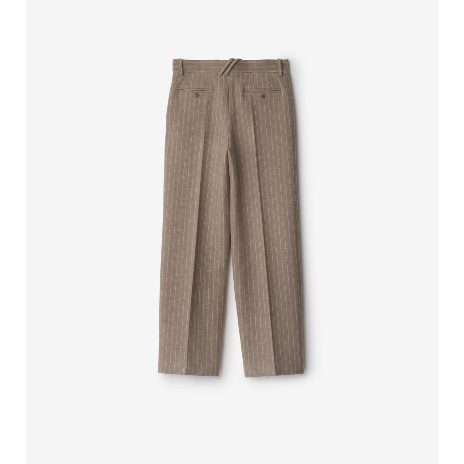 Pinstriped Wool Blend Tailored Trousers