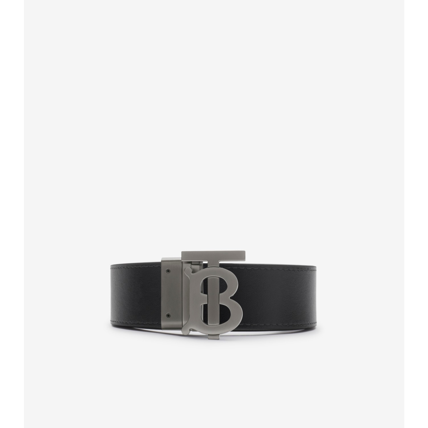 Check and Leather Reversible TB Belt