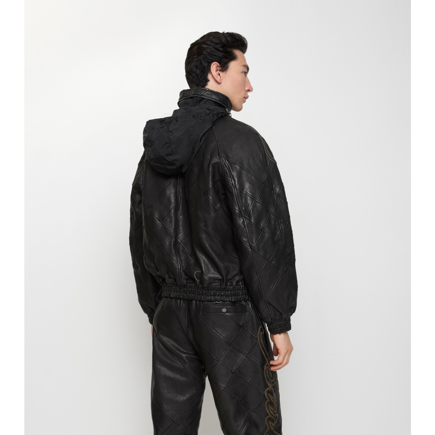 Cursive Logo Leather Jacket in Black - Men | Burberry® Official