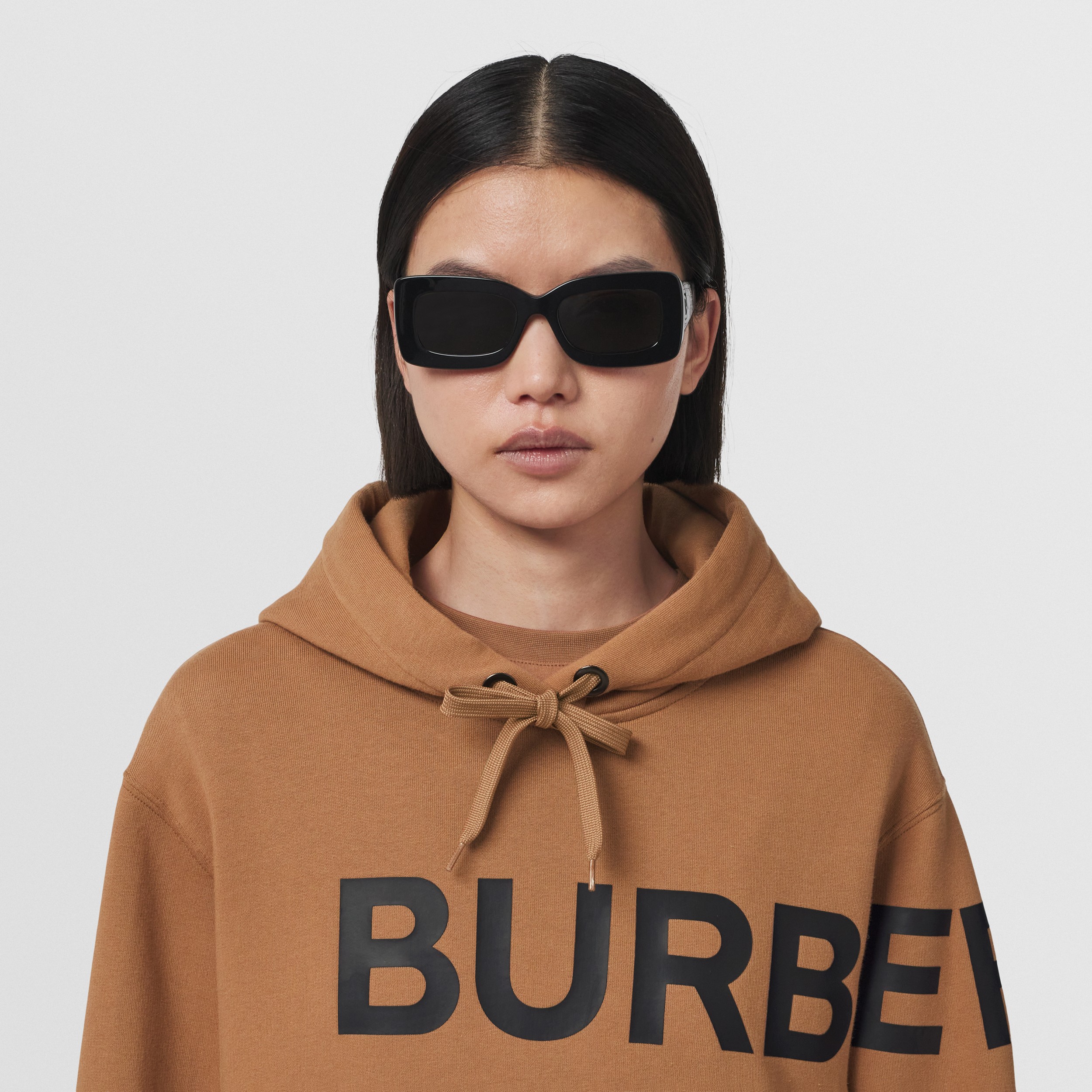 Horseferry Print Cotton Oversized Hoodie in Camel - Women | Burberry® Official - 2