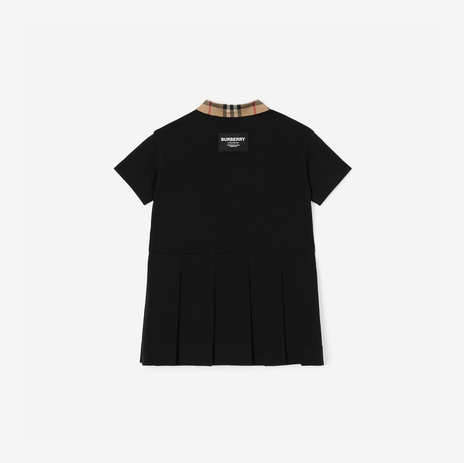 빈티지 체크 트리밍 코튼 피케 폴로셔츠 드레스 (블랙) - 아동 | Burberry®