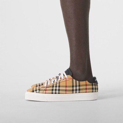 burberry vintage check and leather sneakers