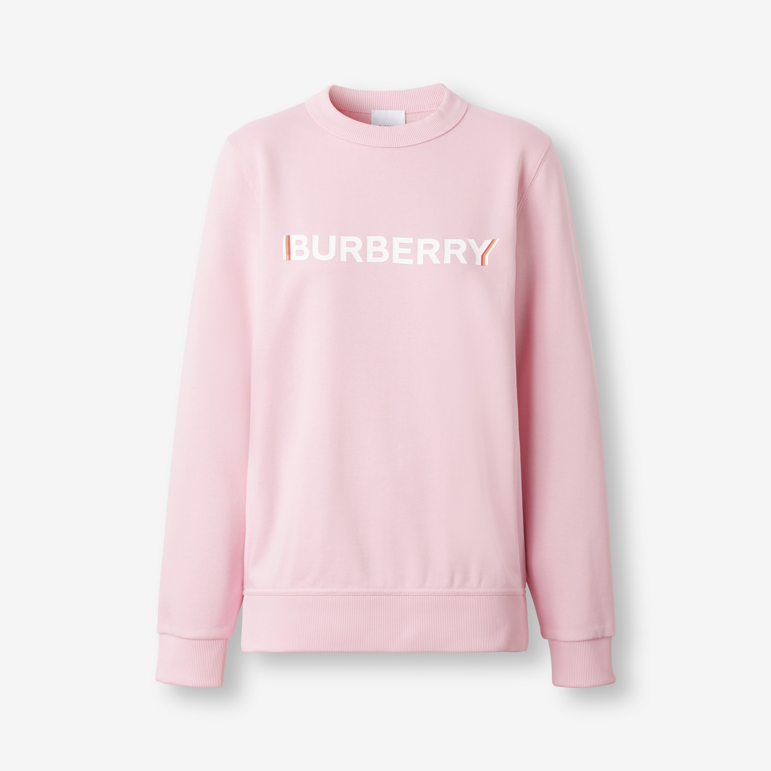 Logo Print Cotton Oversized Sweatshirt in Orchid Pink - Women | Burberry® Official - 1