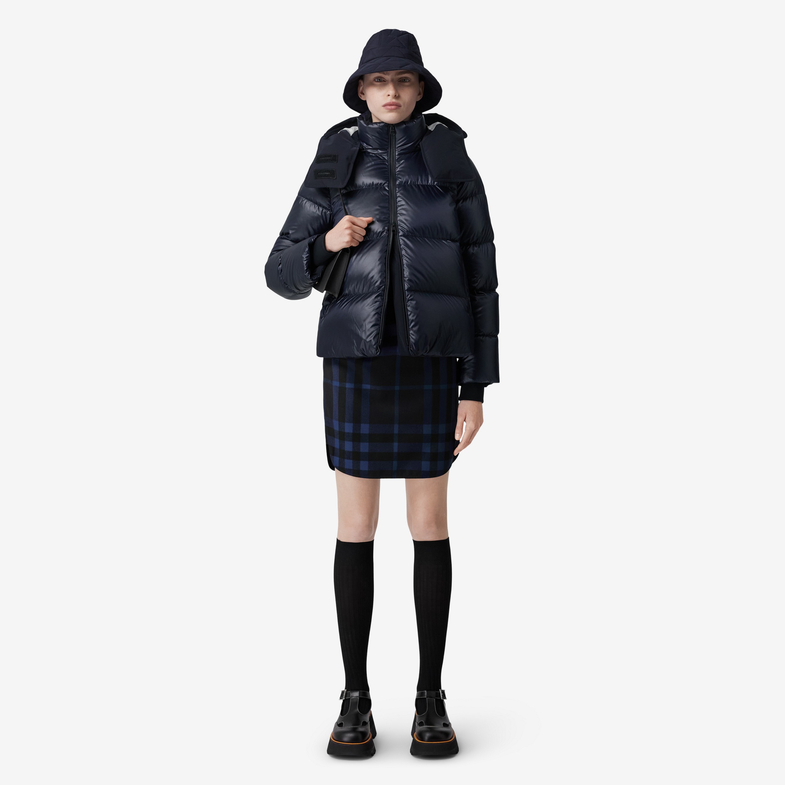Detachable Hood Nylon Puffer Jacket in Coal Blue - Women | Burberry® Official - 2