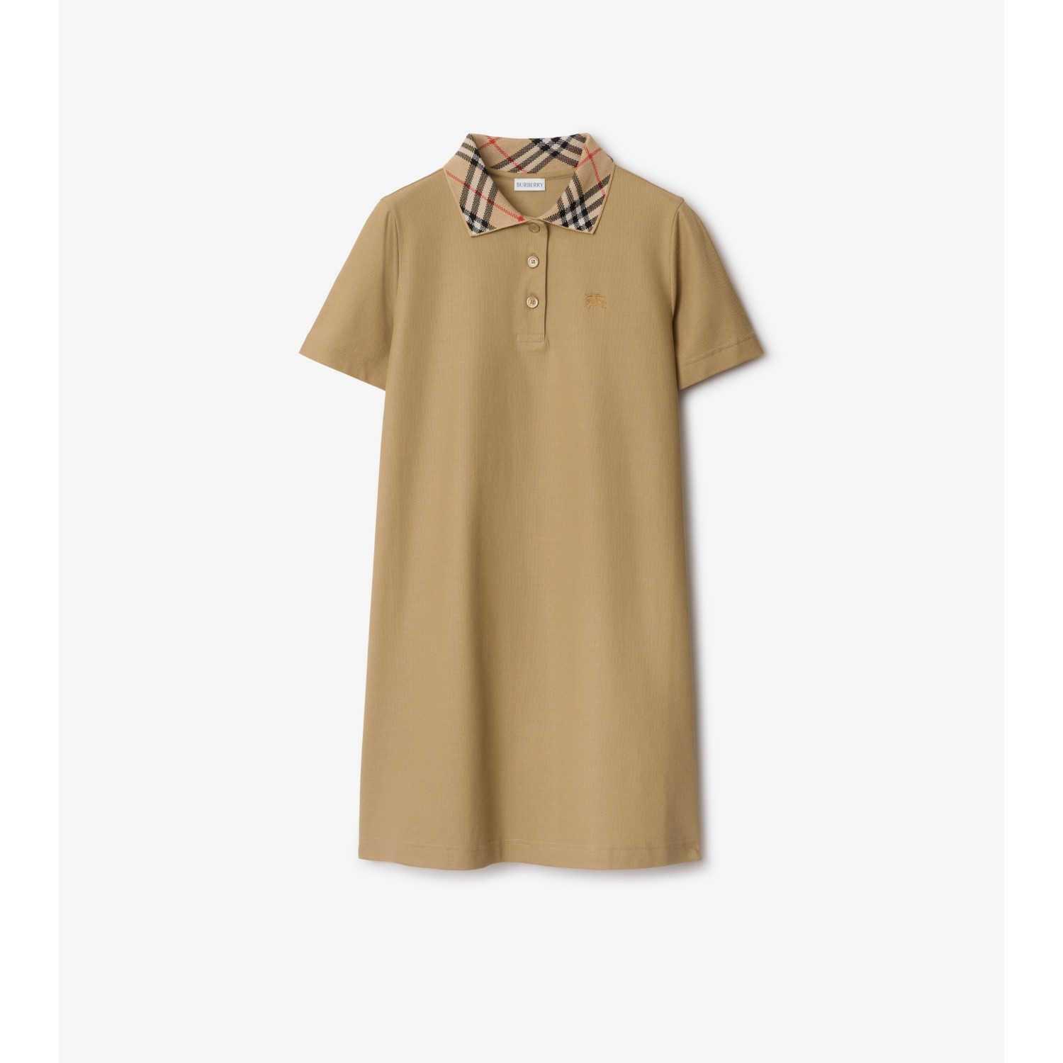 Check Collar Cotton Polo Shirt Dress - thumbnail 4