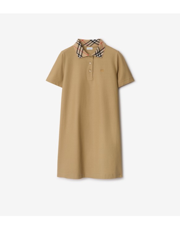 Check Collar Cotton Polo Shirt Dress