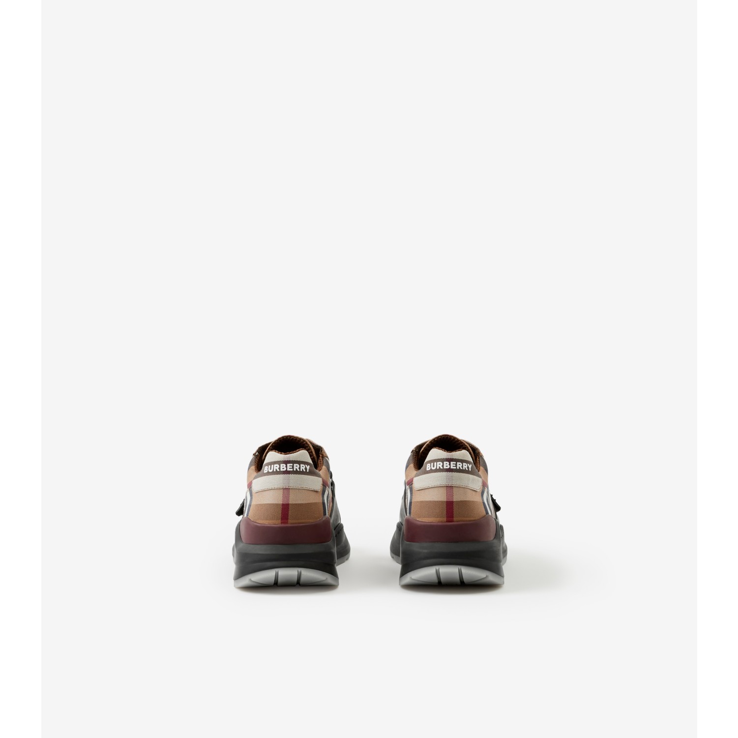 Check Cotton Sneakers in Birch Brown - Men | Burberry® Official