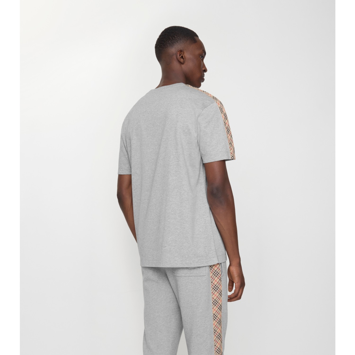 チェックトリム コットンTシャツ