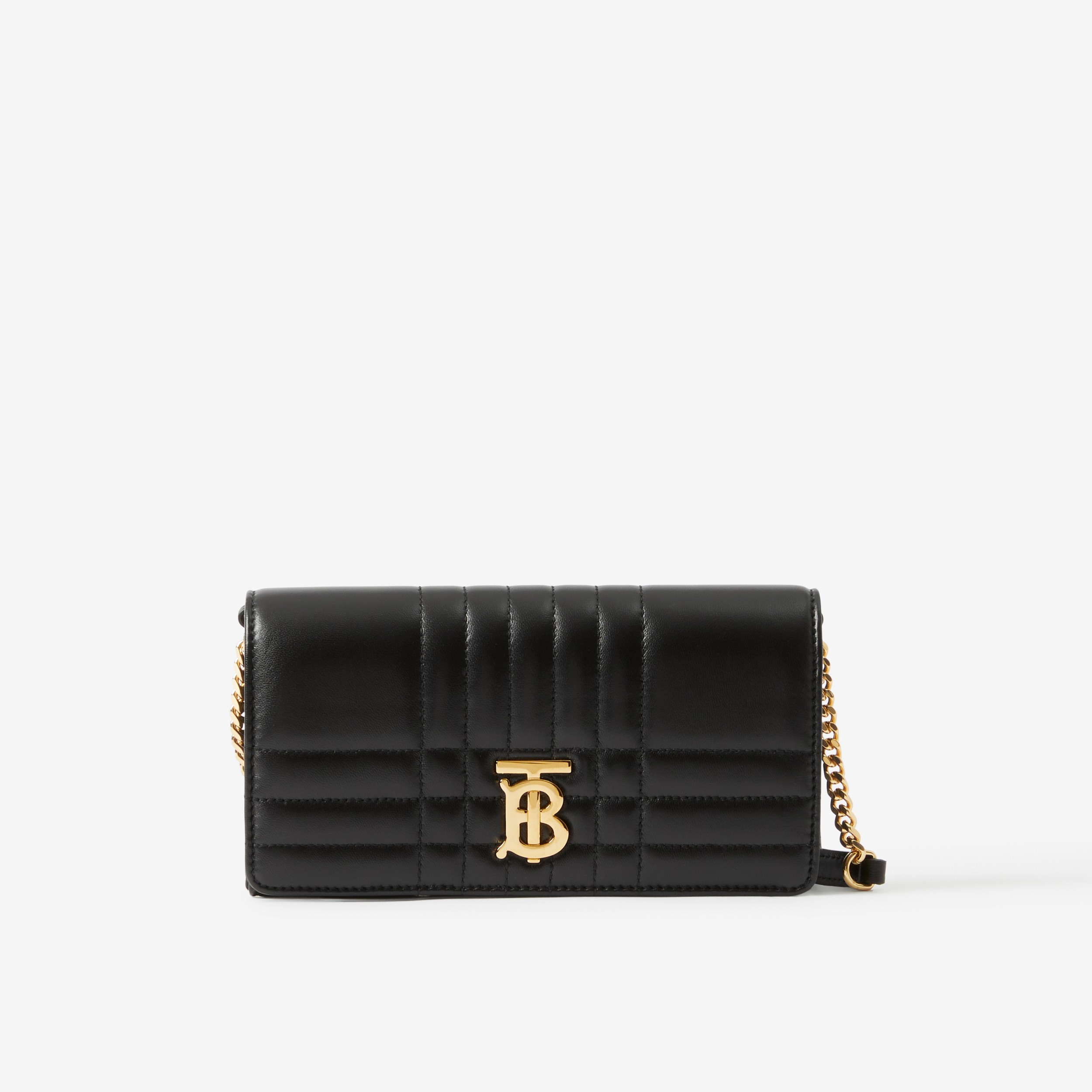 Steppleder-Brieftasche „Lola“ mit abnehmbarem Riemen (Schwarz/helles Goldfarben) - Damen | Burberry® - 1