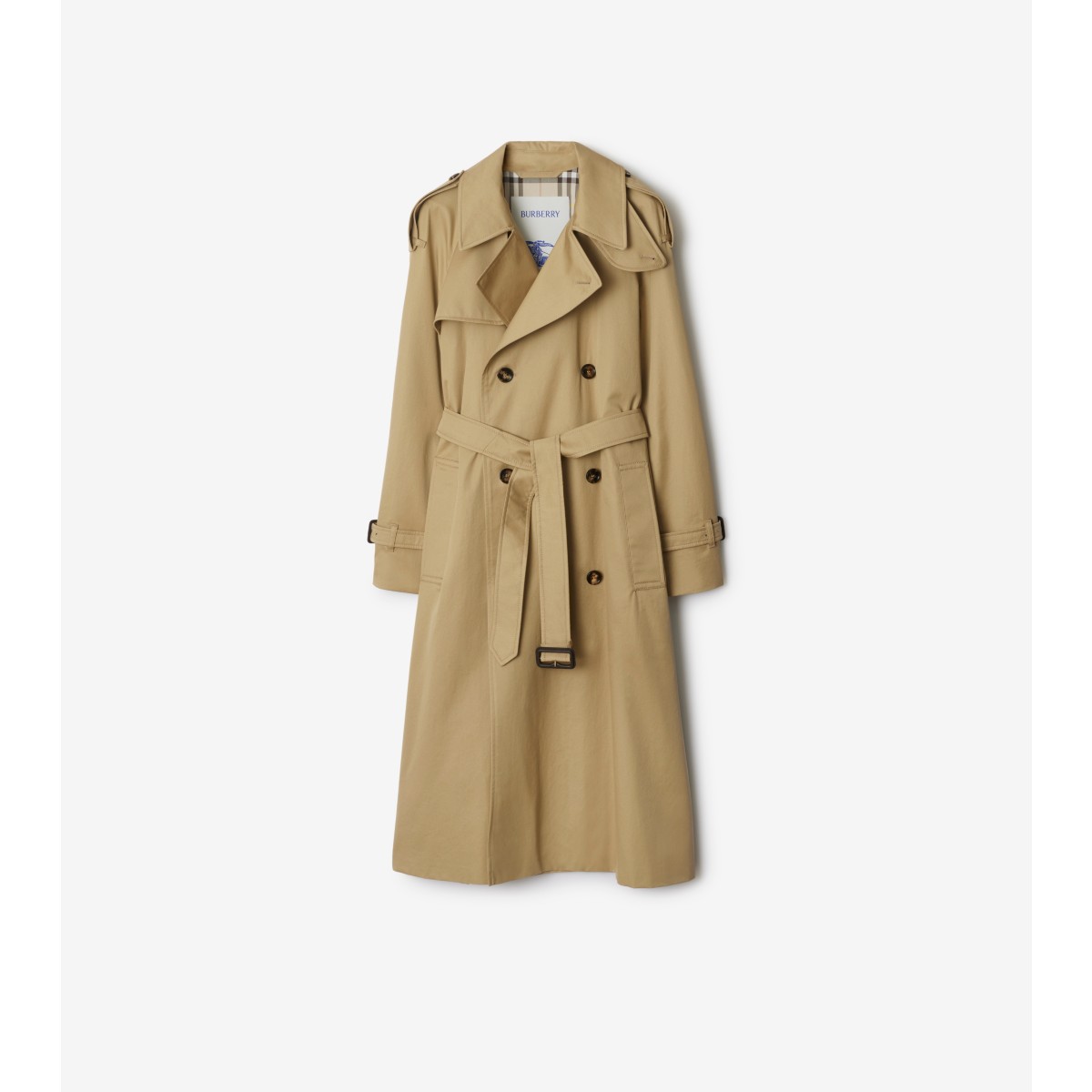 Burberry Waterloo Beige Double-breasted Trench Coat With Classic Collar And Belt Closure In Cotton Woman In Brown