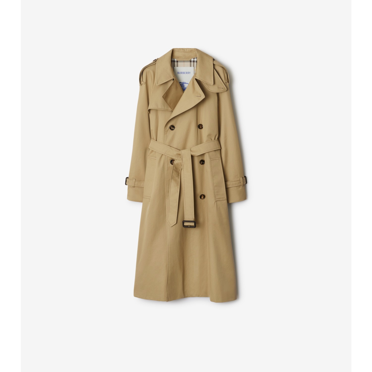 Long Castleford Trench Coat in Beige Women Cotton Burberry Official