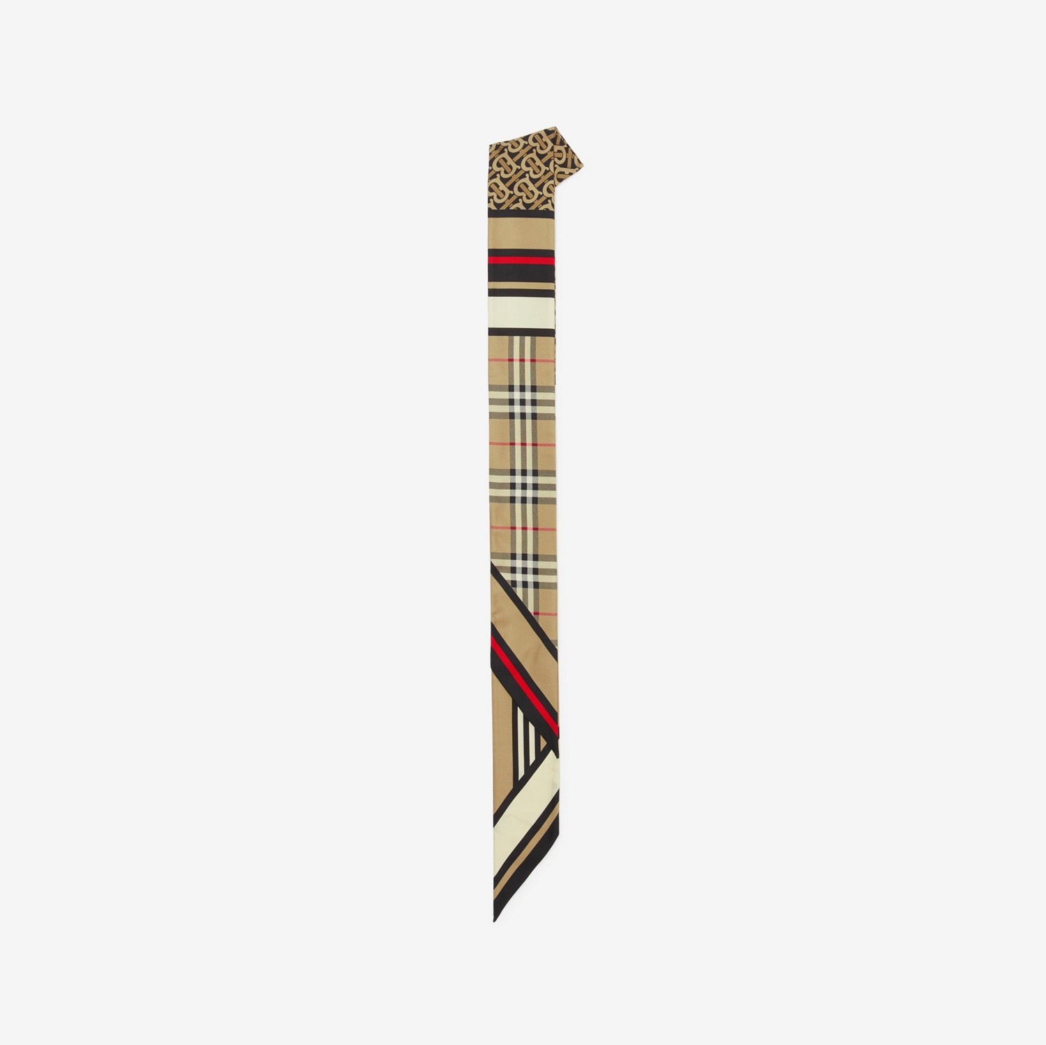 Pañuelo estrecho en seda con estampado de montaje (Beige Vintage) | Burberry® oficial