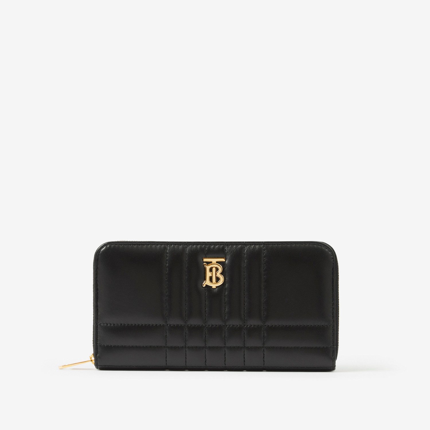 Brieftasche „Lola“ aus gestepptem Leder mit umlaufendem Reißverschluss (Schwarz/helles Goldfarben) - Damen | Burberry®