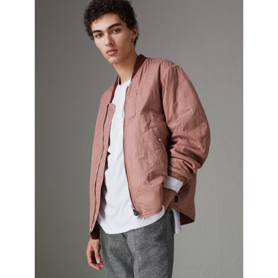 Lightweight Quilted Cotton Bomber Jacket In Rosewood - Men | Burberry ...