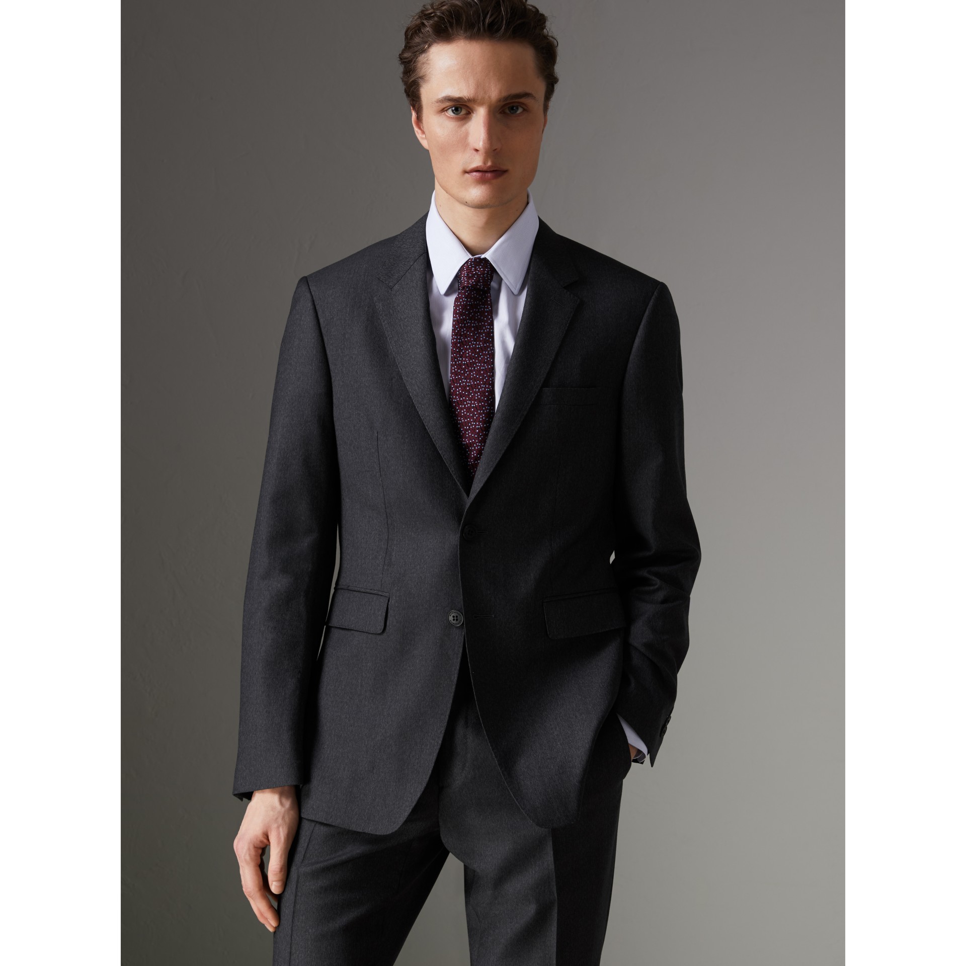 Modern Fit Wool Part-canvas Suit in Charcoal - Men | Burberry United States