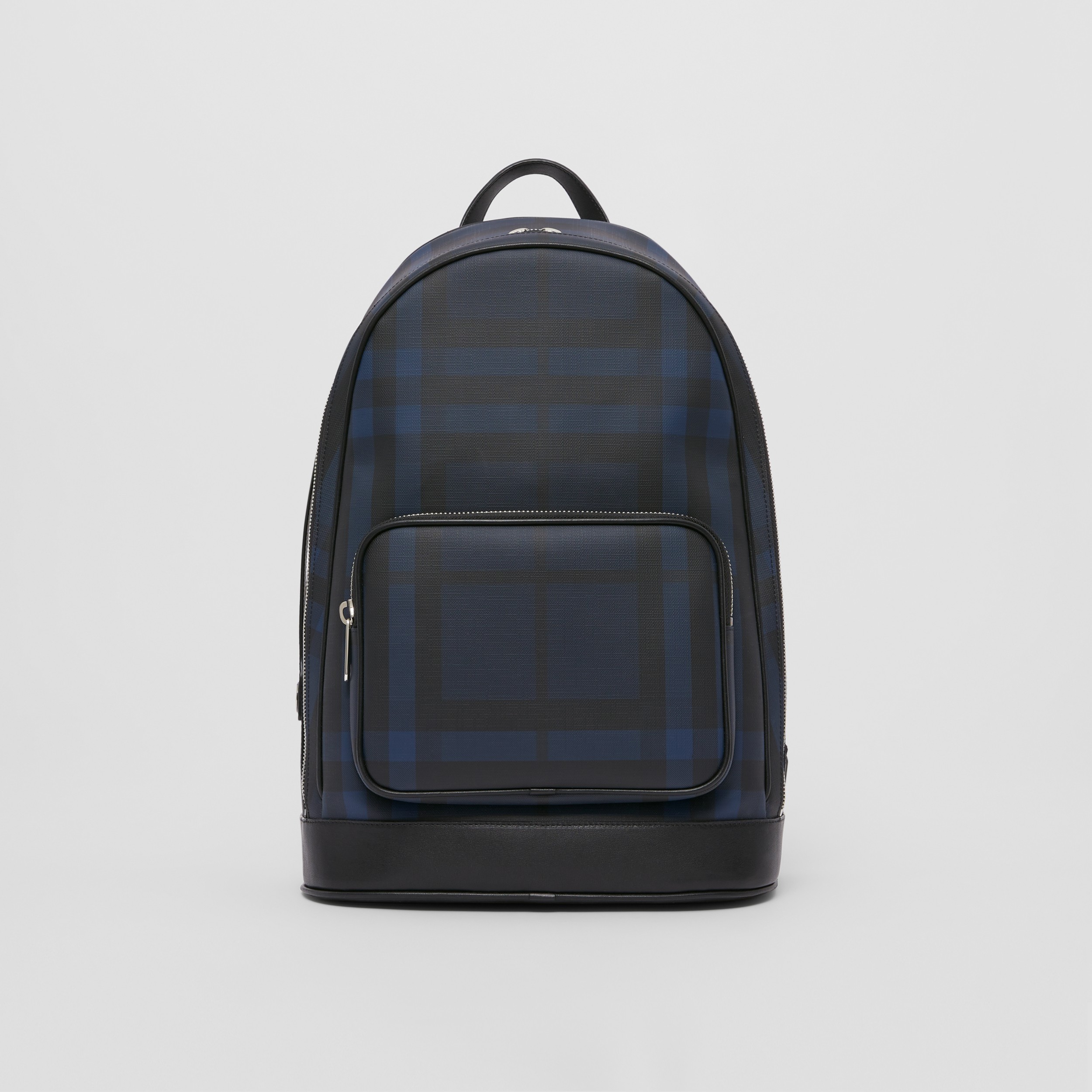 London Check and Leather Backpack in Navy Burberry® Official