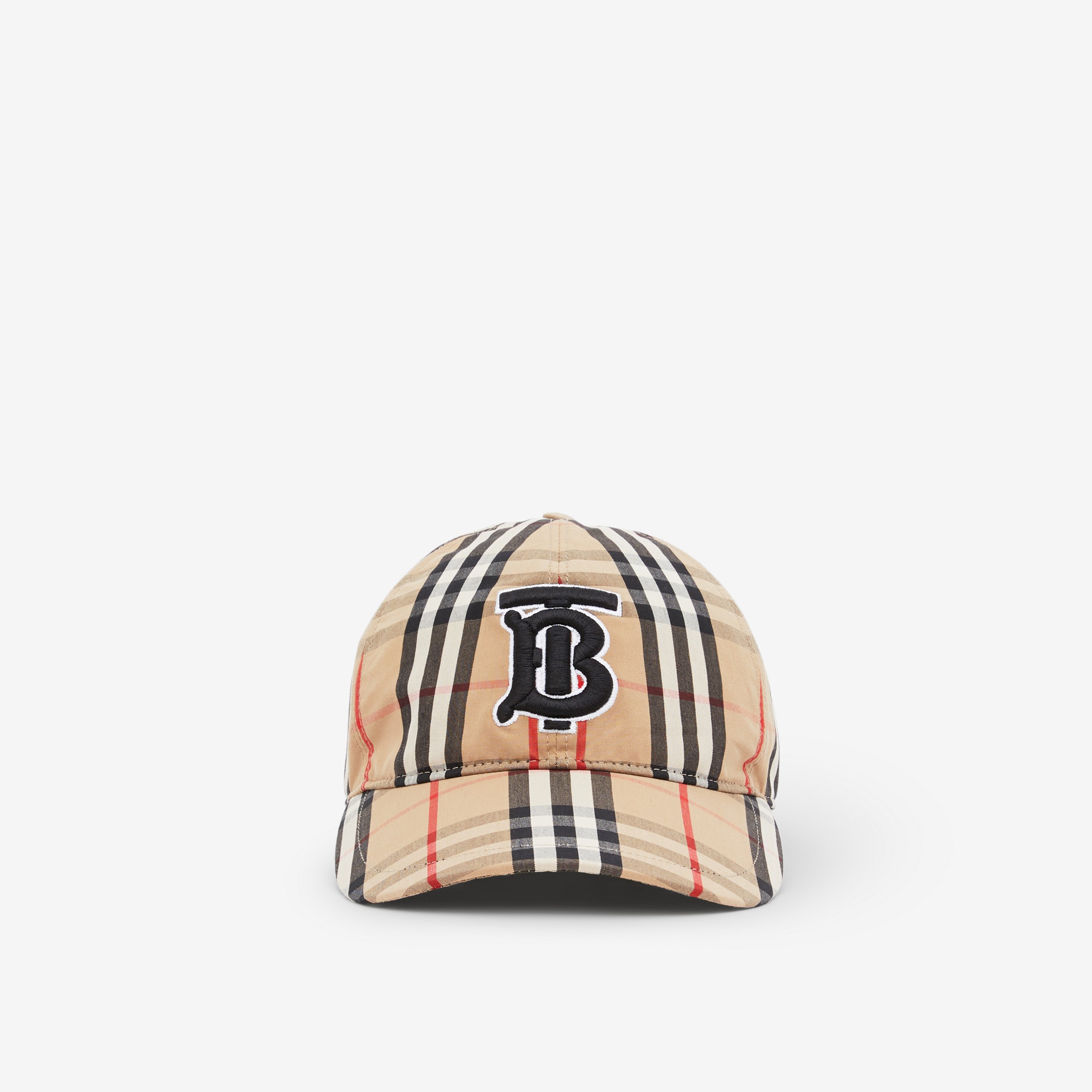 Boné de beisebol de algodão com estampa Vintage Check e monograma (Bege Clássico) | Burberry® oficial - 1