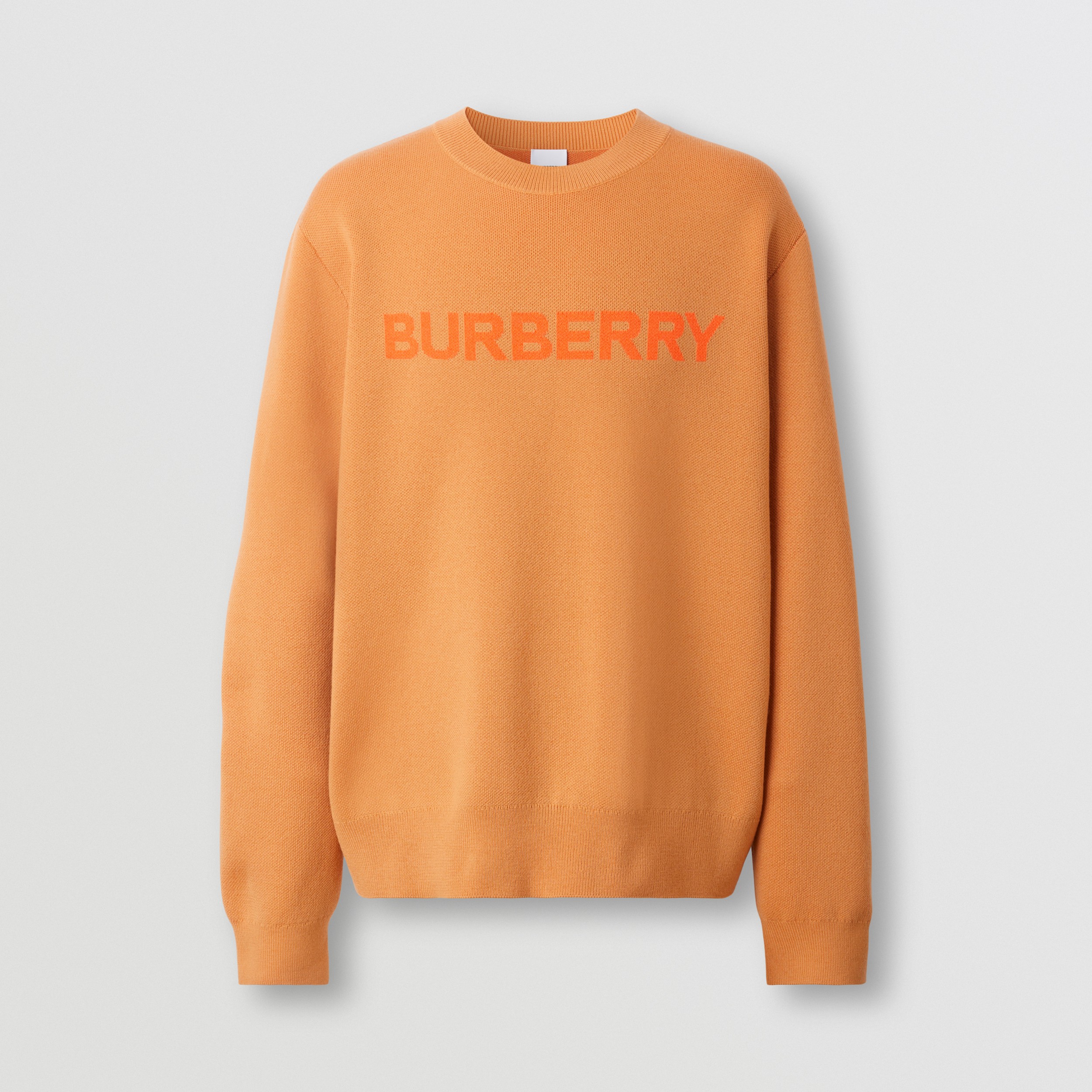Logo Intarsia Wool Cotton Sweater in Dusty Orange - Men | Burberry® Official - 1