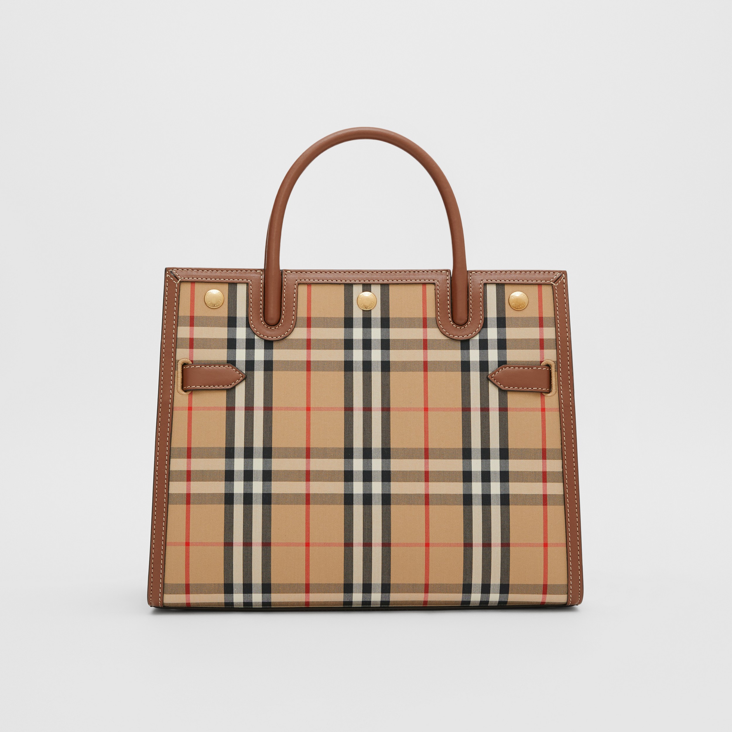 Medium Vintage Check Two-handle Title Bag in Archive Beige - Women | Burberry® Official - 1