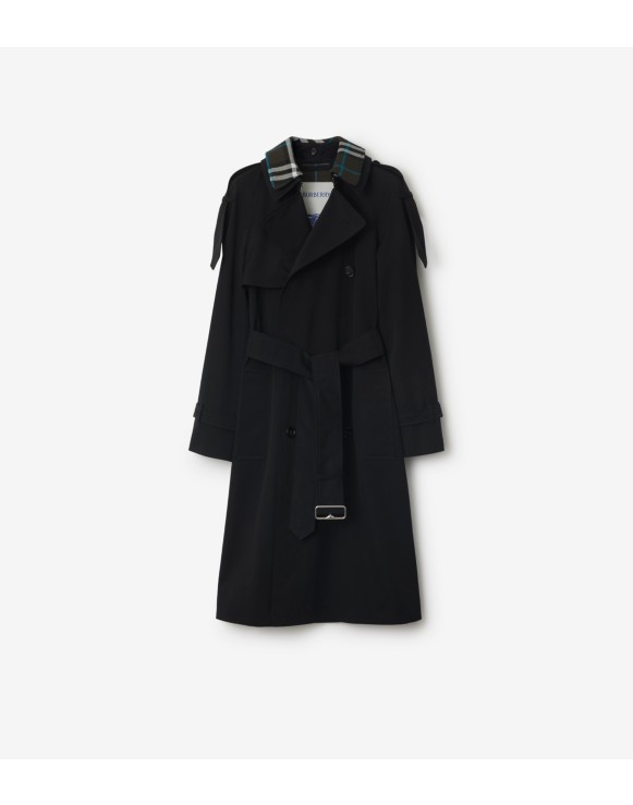 Long Detachable Collar Gabardine Trench Coat