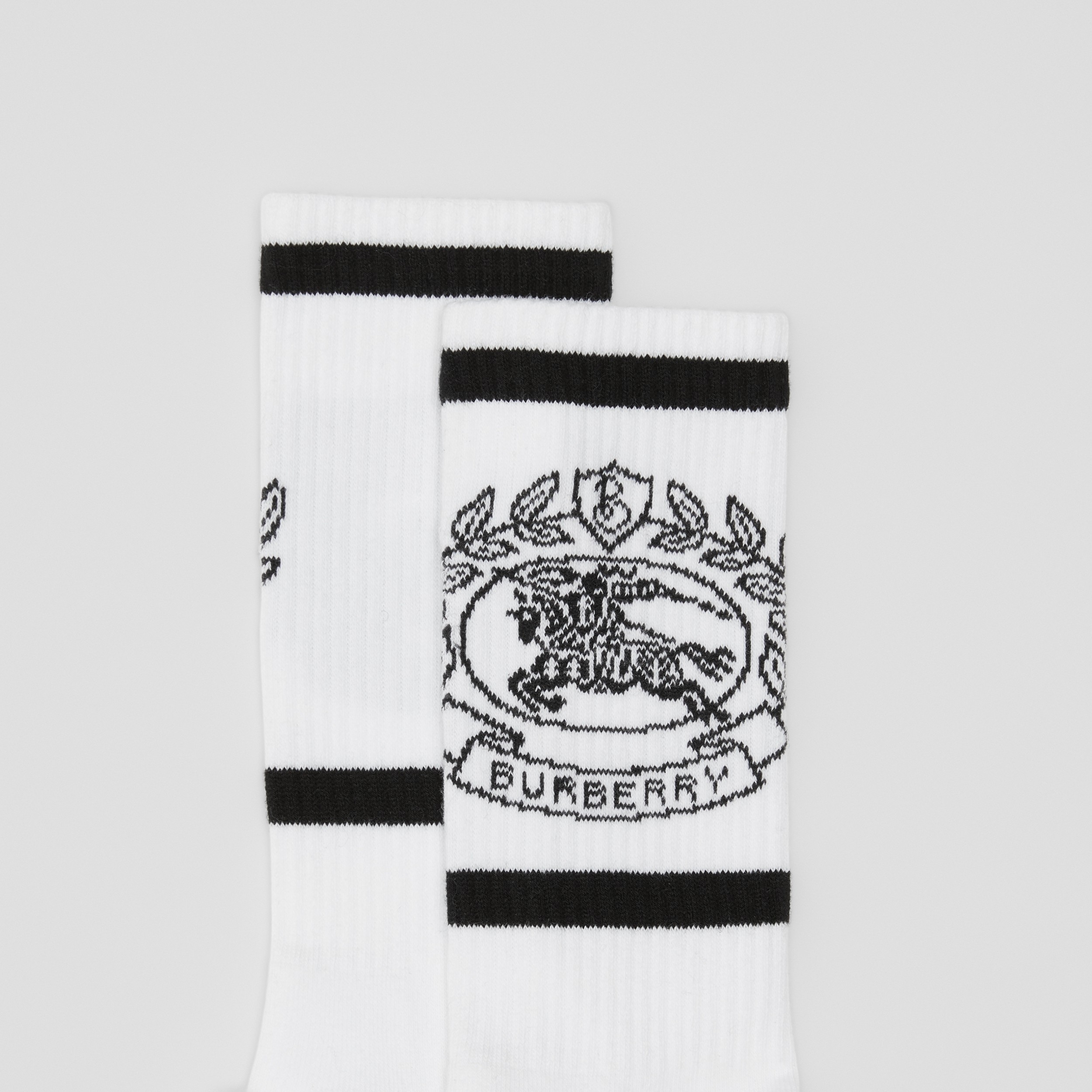 EKD Technical Stretch Cotton Jacquard Socks in White/black | Burberry® Official - 2