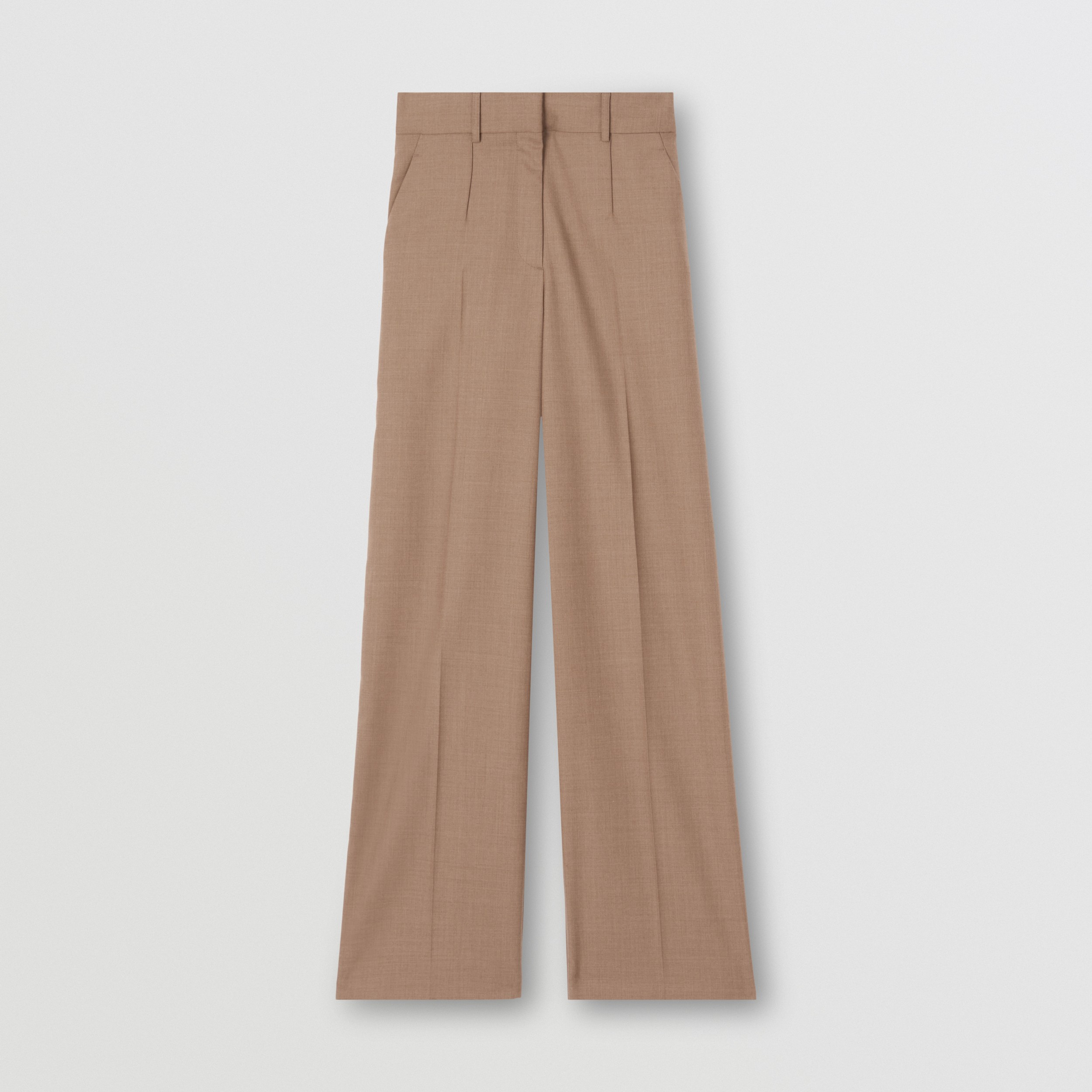 Womens Clothing Trousers Slacks and Chinos Wide-leg and palazzo trousers Burberry Wool Wide-leg Trousers in Brown 