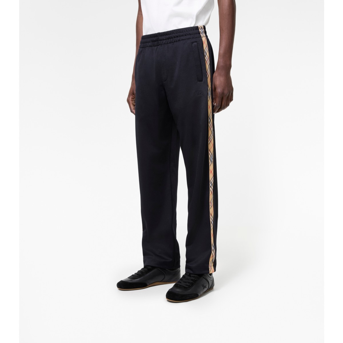  Check Trim Cotton Blend Track Pants
