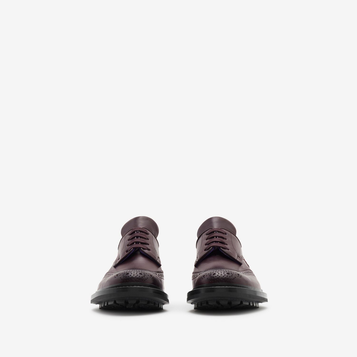 皮革 Devon 布洛克鞋 (紫红色) - 男士 | Burberry® 博柏利官网