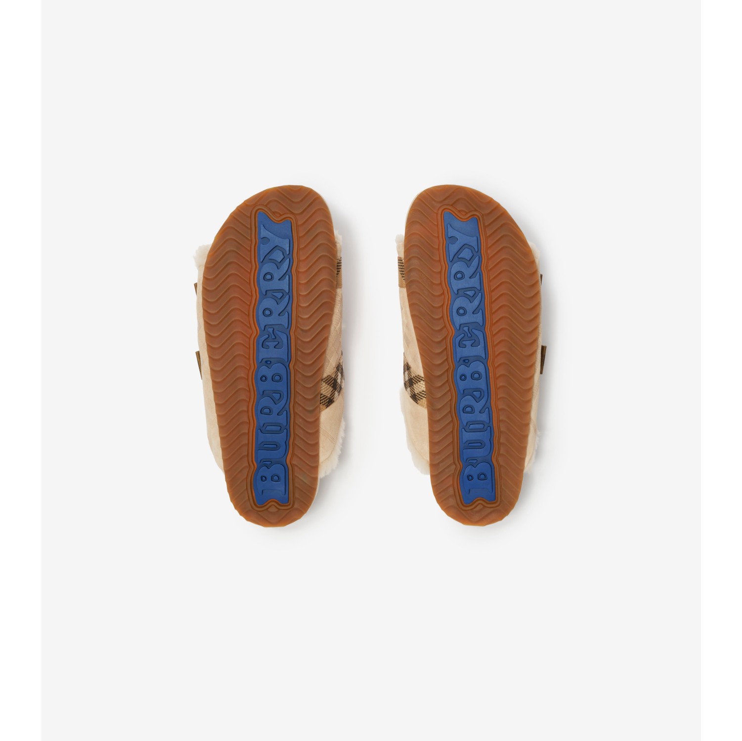 Check Shearling Urchin Sandals in Blonde beige - Women | Burberry® Official
