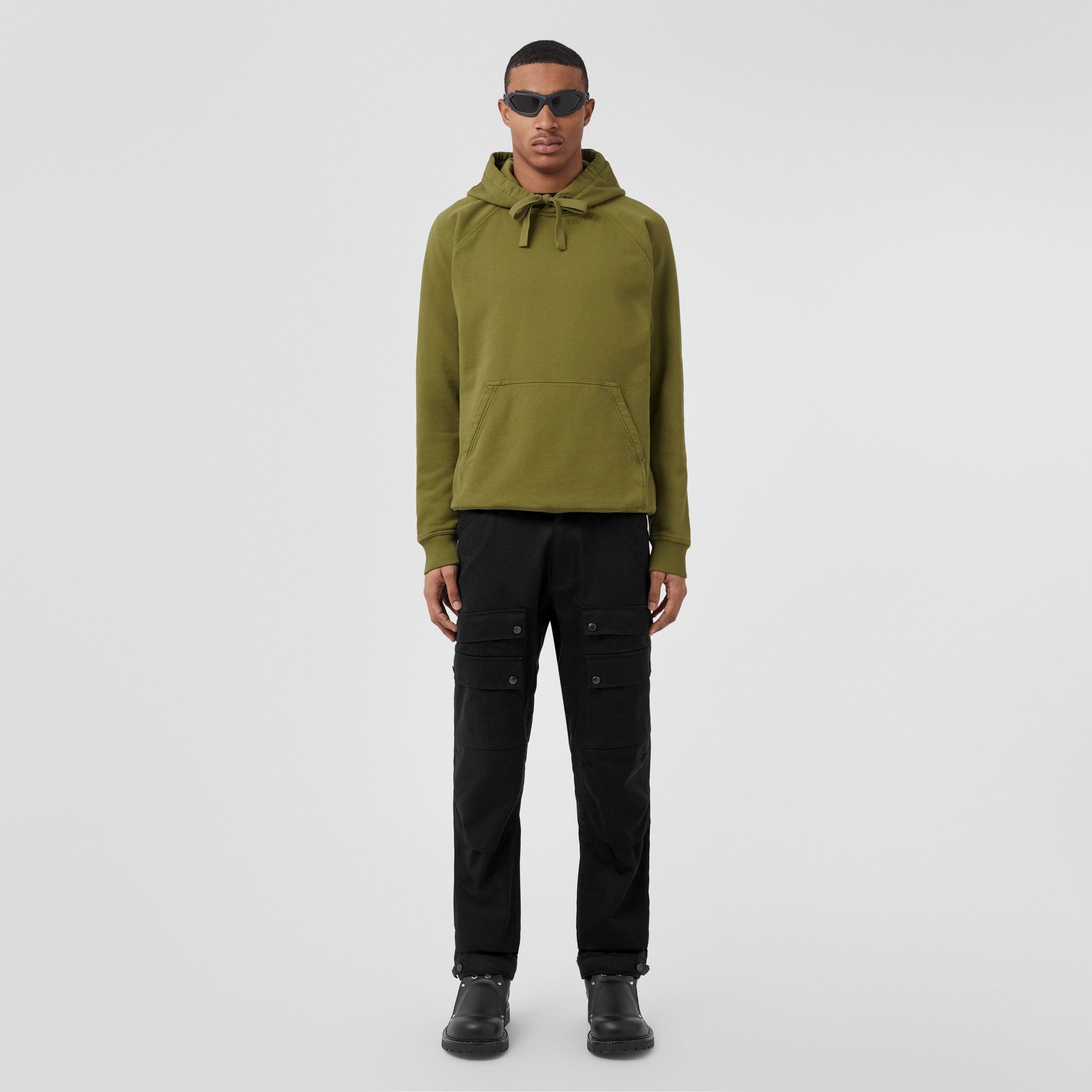 Suéter com capuz de algodão com logotipo bordado (Verde Abeto) - Homens | Burberry® oficial - 4