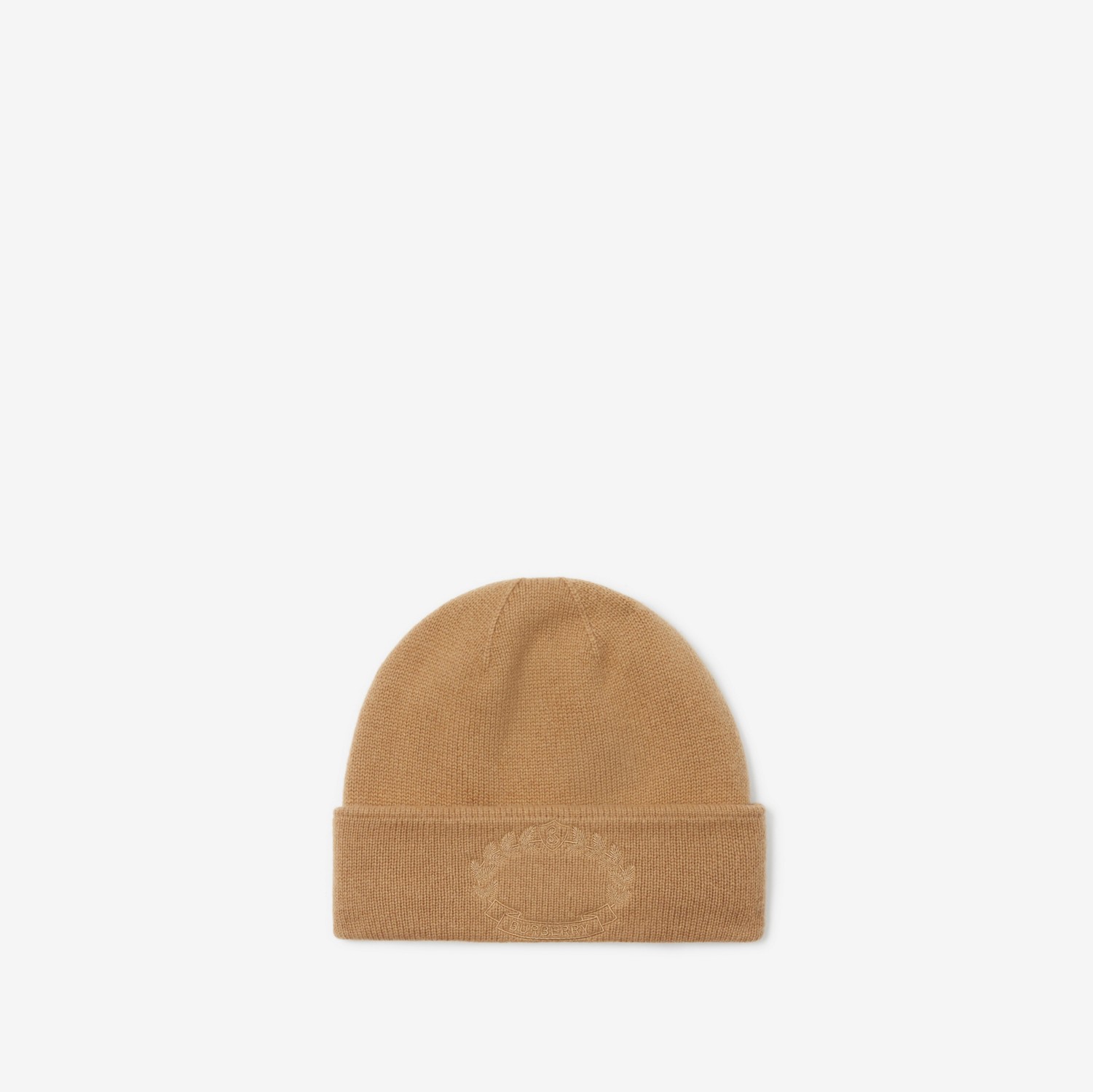 Oak Leaf Crest Cashmere Beanie in Camel | Burberry® Official
