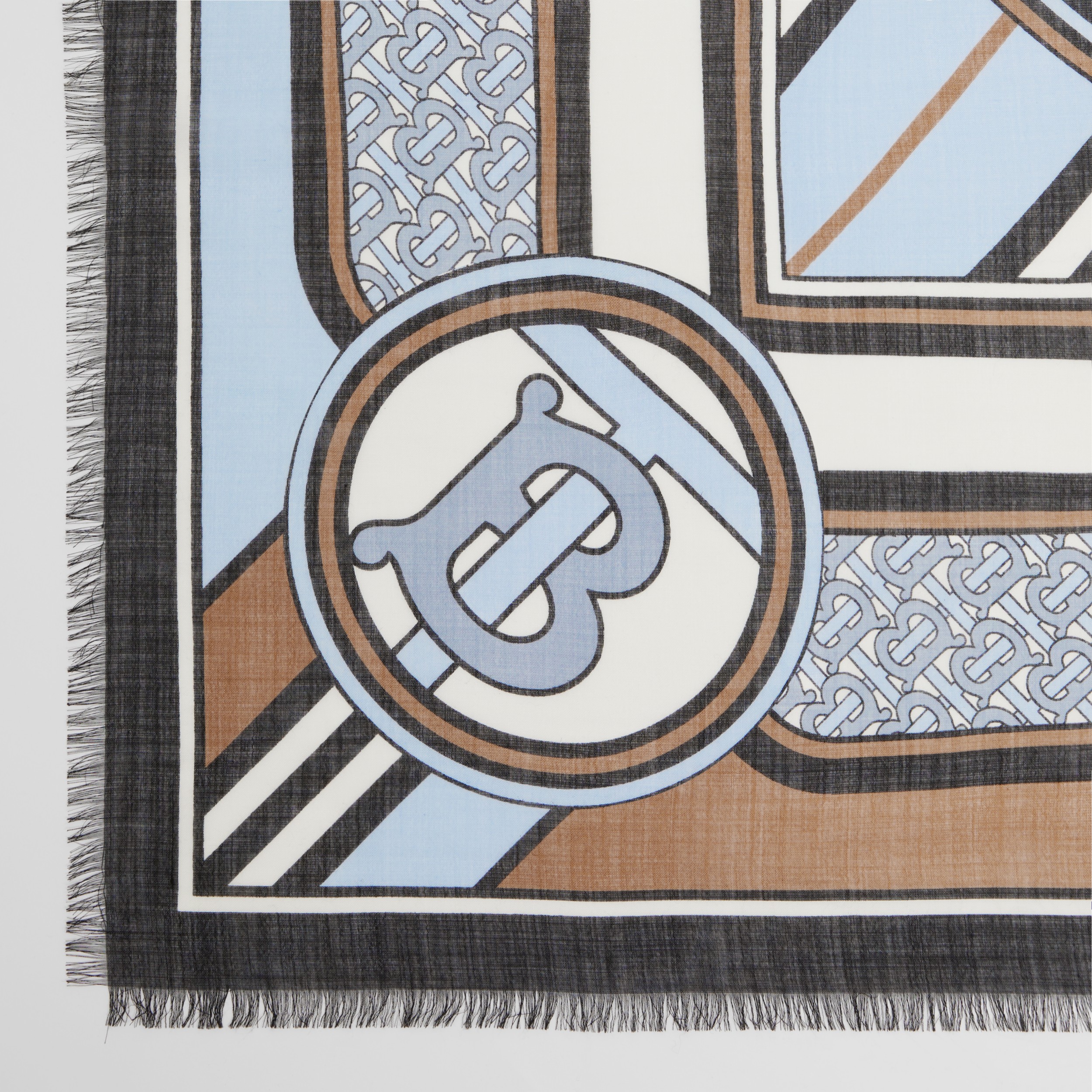 Großer Karreeschal aus Wolle und Seide mit Druckmotiven (Hellblau) | Burberry® - 2