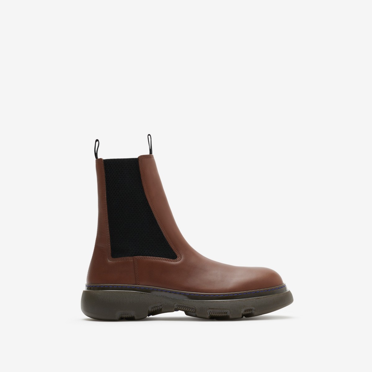 Burberry Leather Creeper Chelsea Boots In Walnut