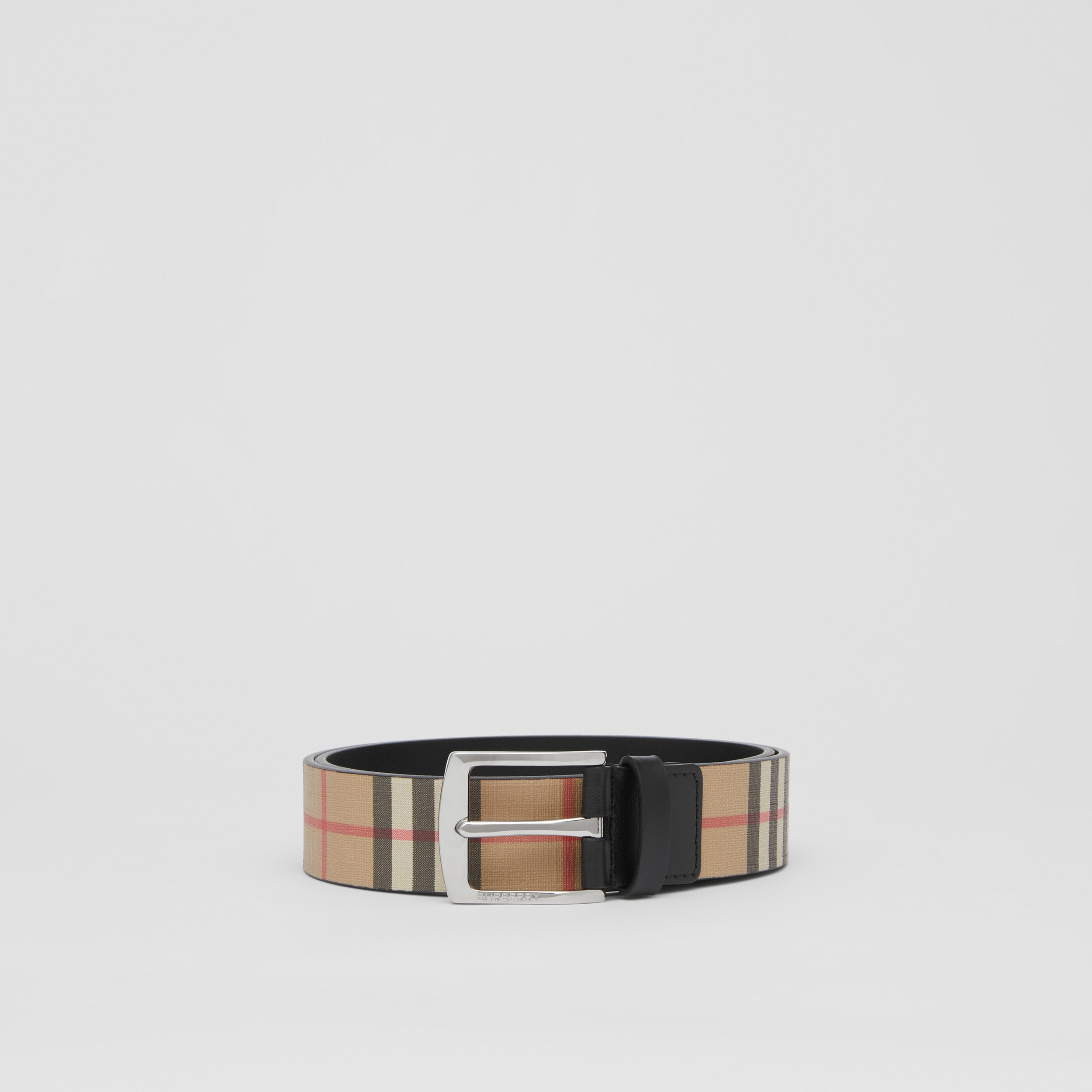 Vintage Check and Leather Belt in Archive Beige - Men | Burberry® Official - 4