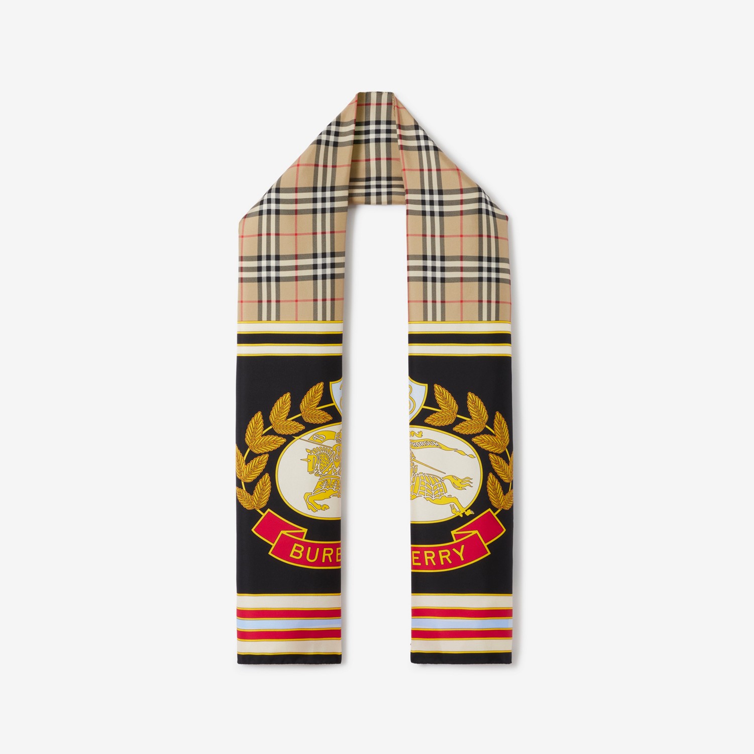 Check and EKD Print Silk Scarf in Archive Beige/bright Red | Burberry® Official