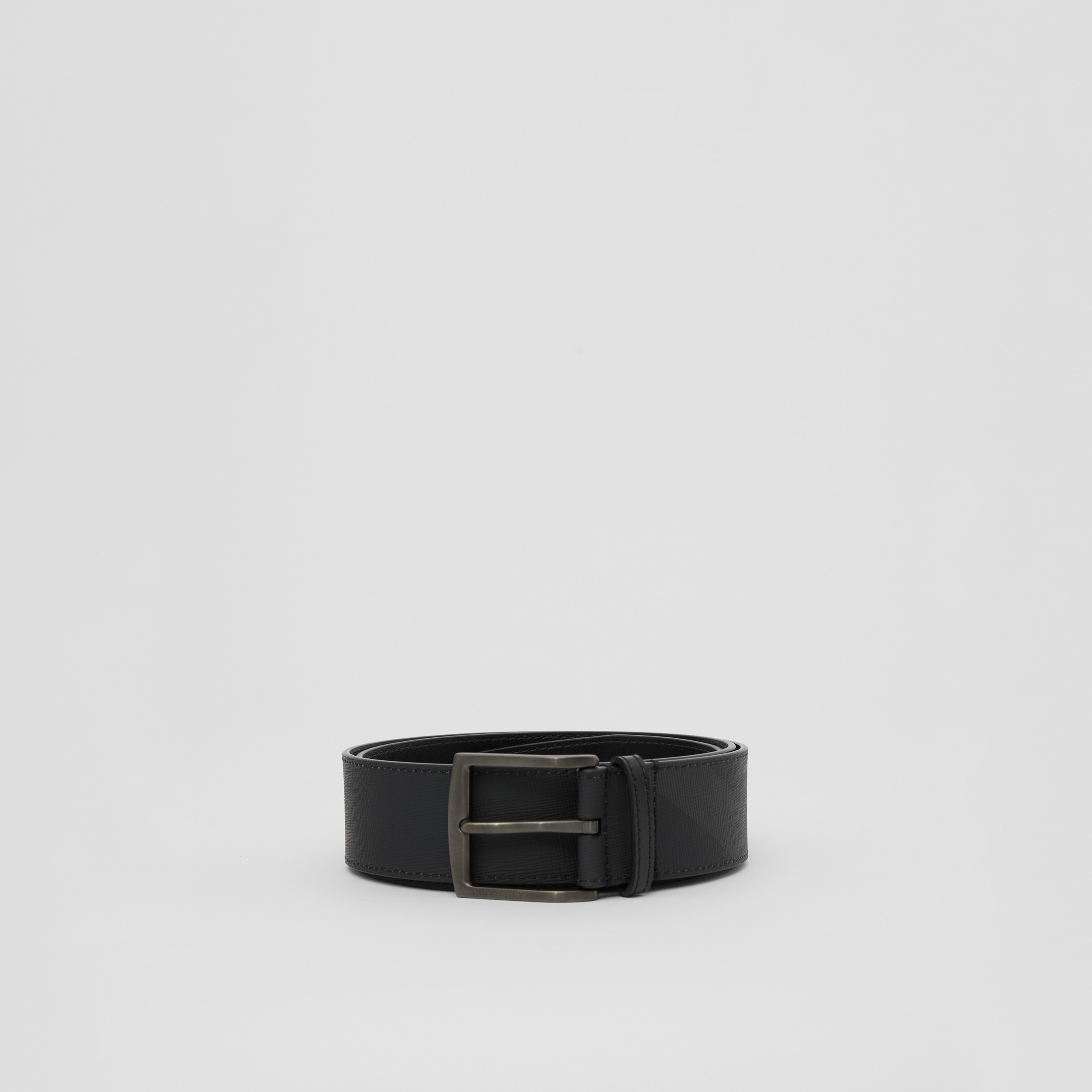 Charcoal Check and Leather Belt in Charcoal/black - Men | Burberry® Official - 4
