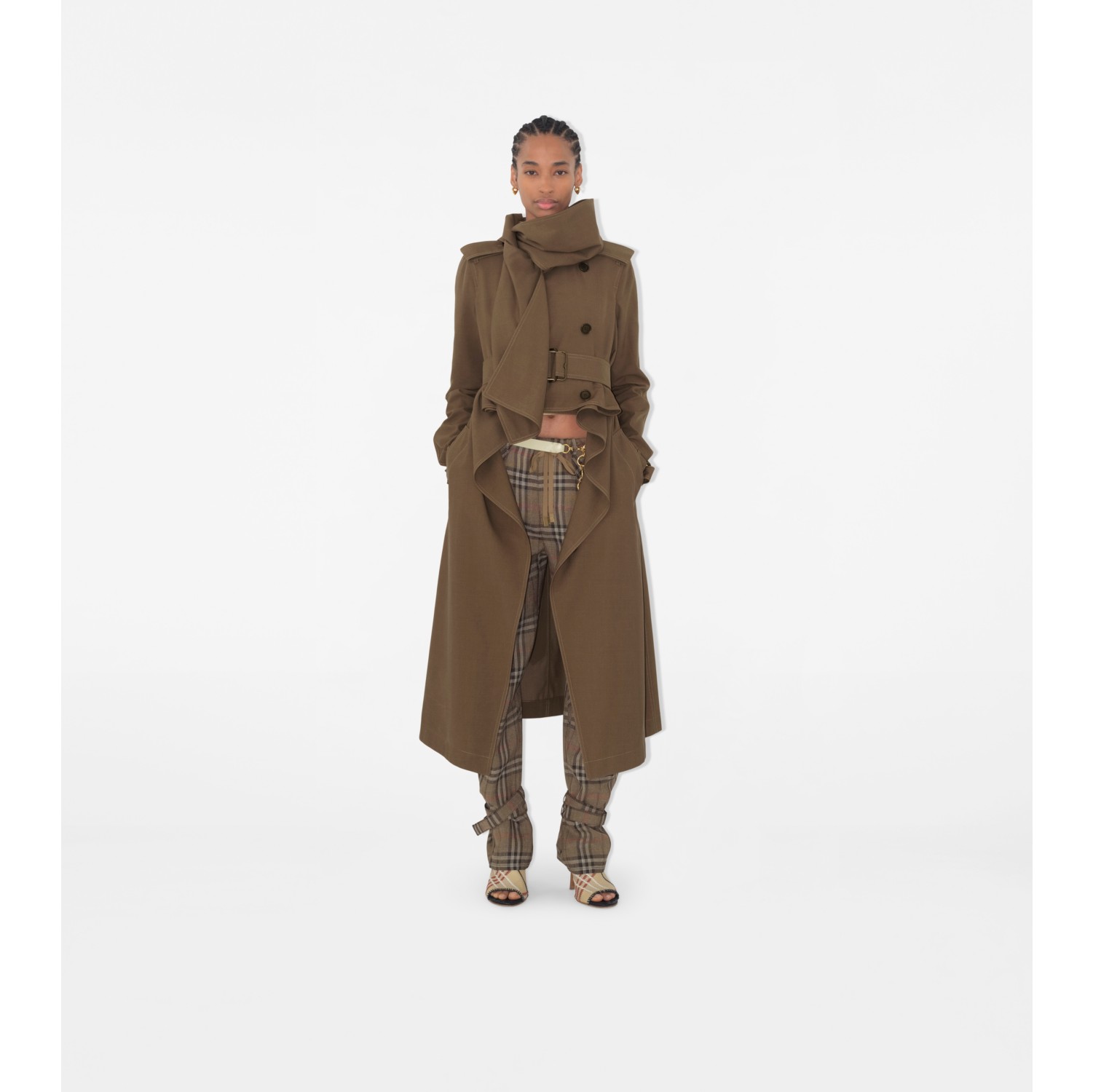 Trench long avec foulard soie