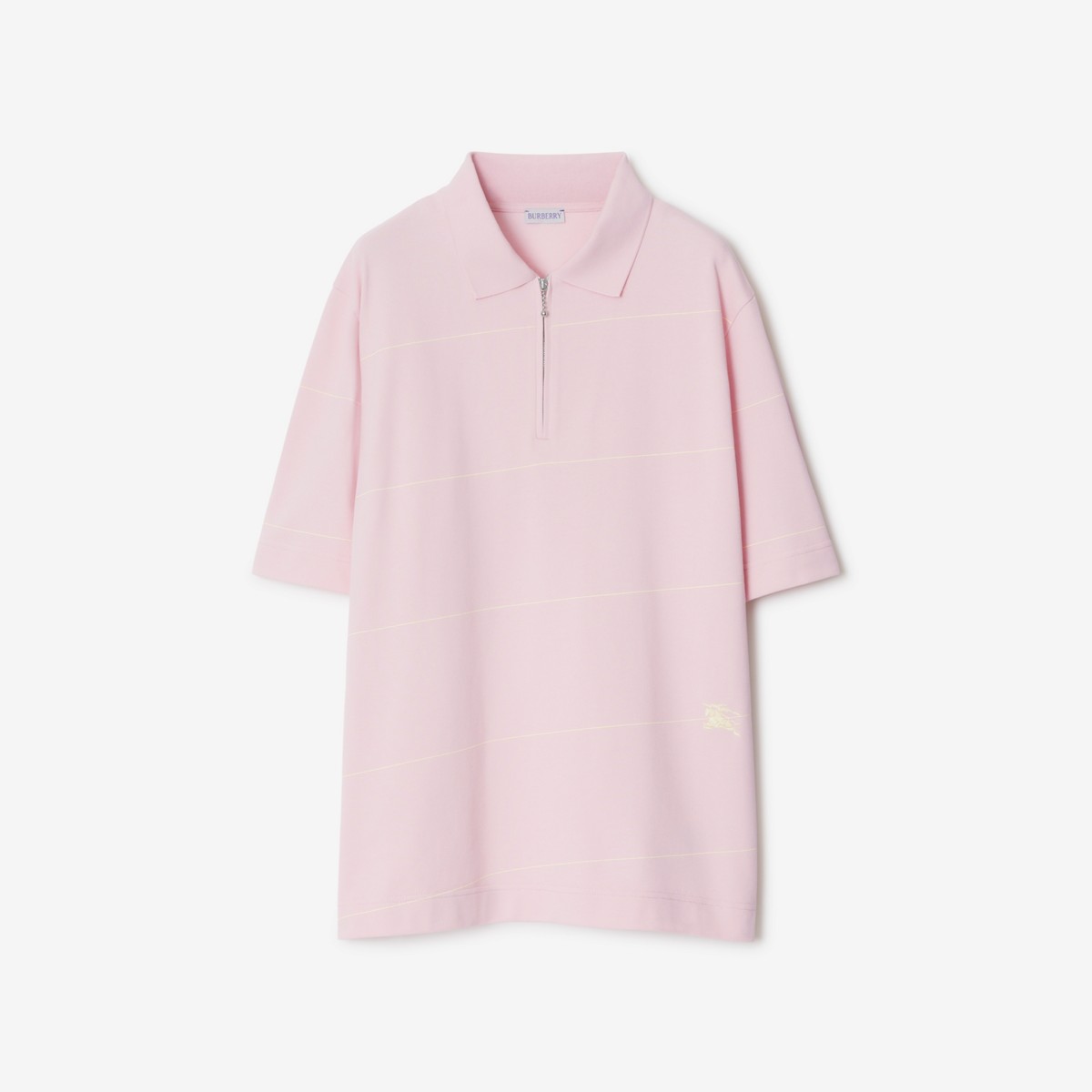 Burberry Striped Cotton Polo Shirt In Pink
