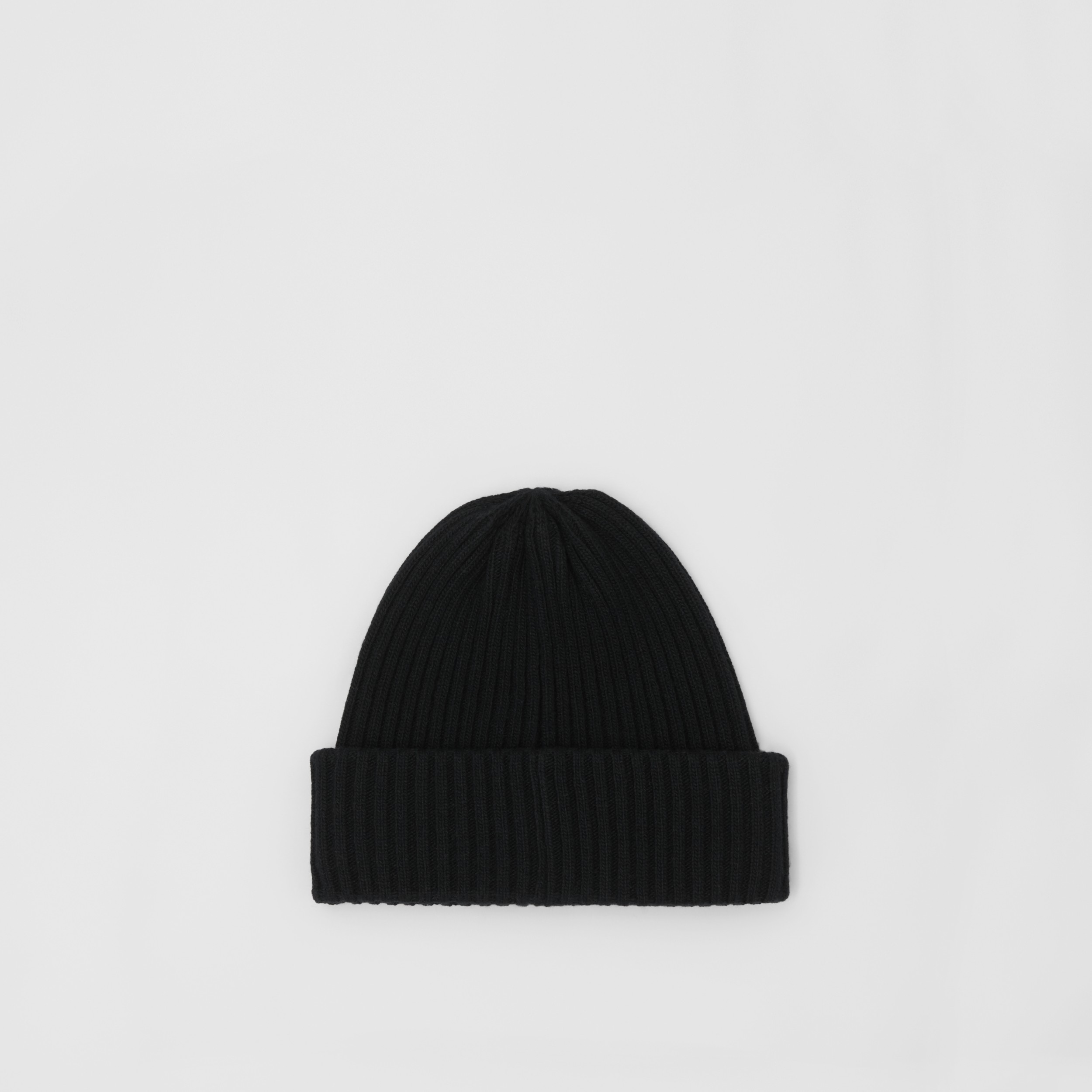 Rib Knit Wool Beanie in Black | Burberry United States