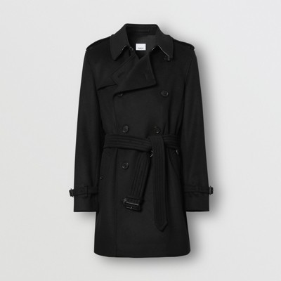 Wool Cashmere Trench Coat in Black 