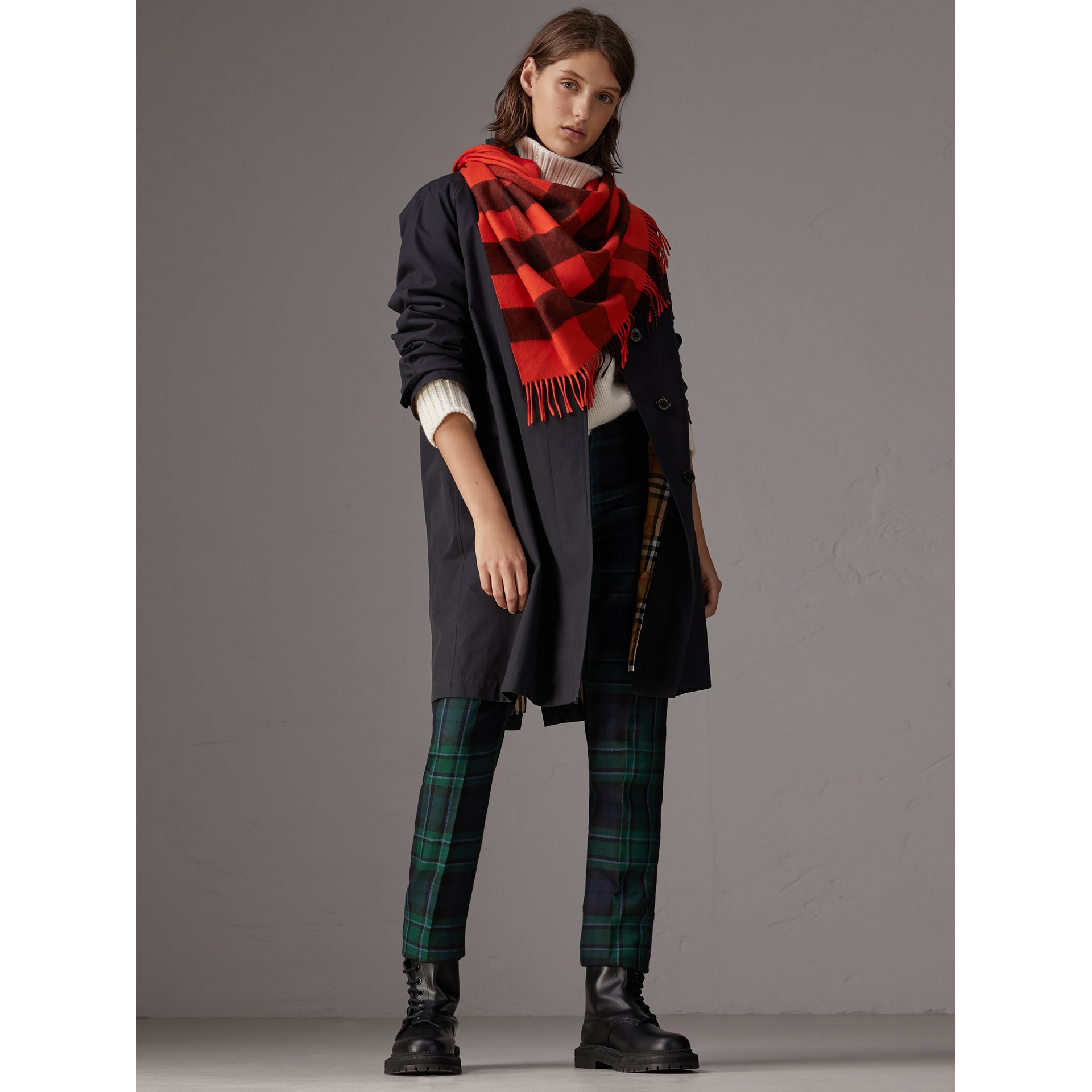 The Burberry Bandana in Check Cashmere in Orange Red | Burberry United ...