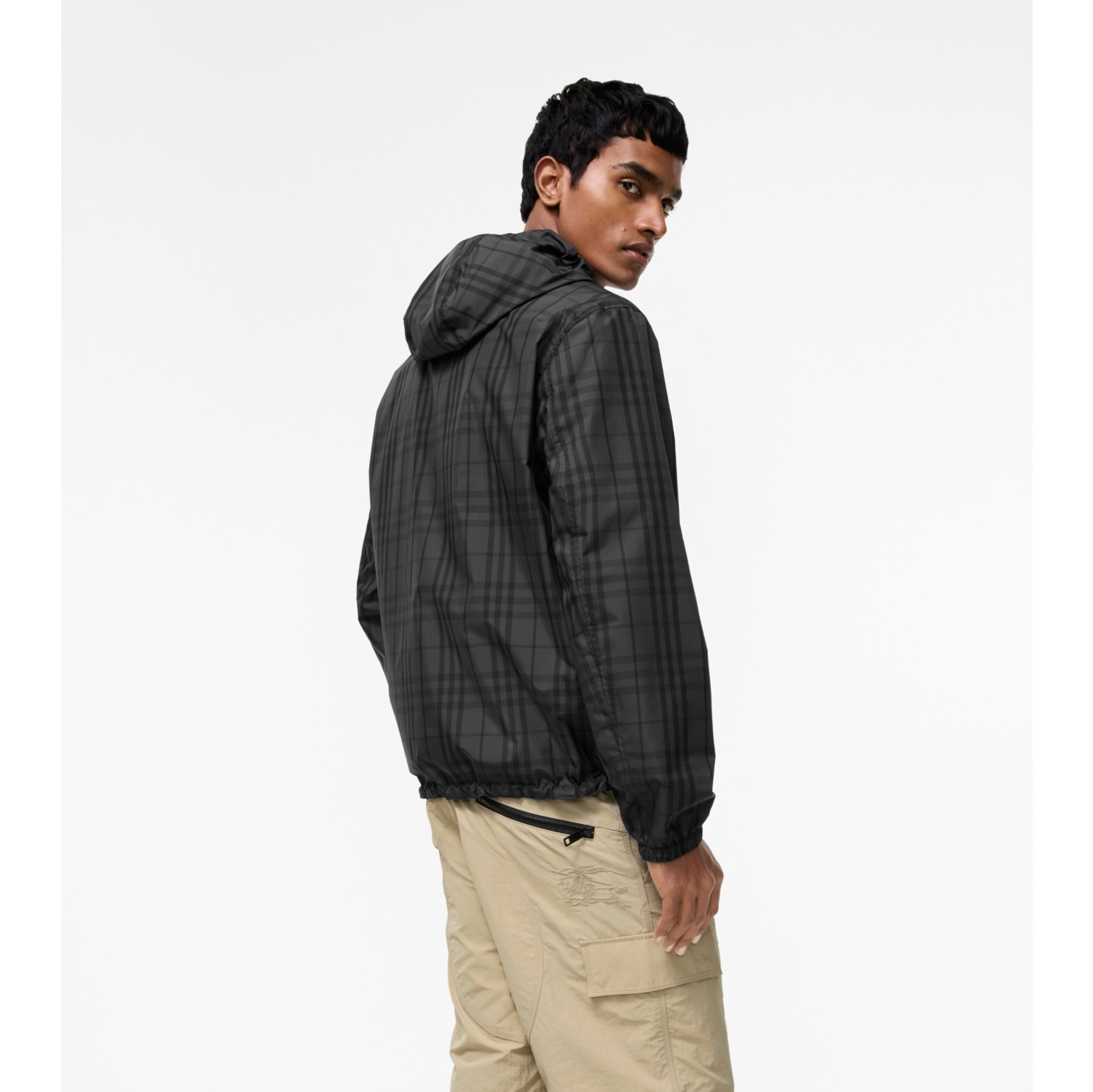 Reversible Check Hooded Jacket in Iron grey - Men, Nylon | Burberry® Official